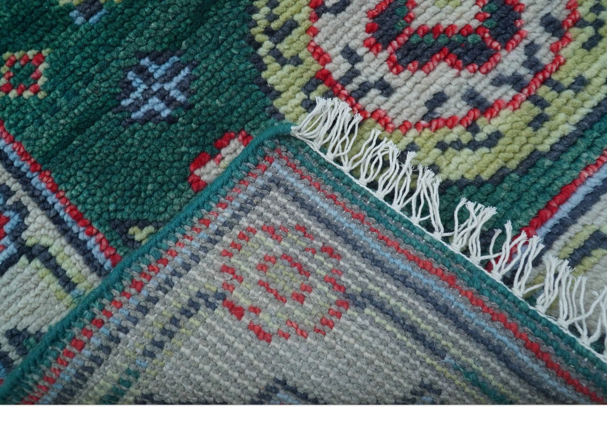 3x5 Hand knotted Traditional Khotan Design Teal Wool Area Rug - Image 7