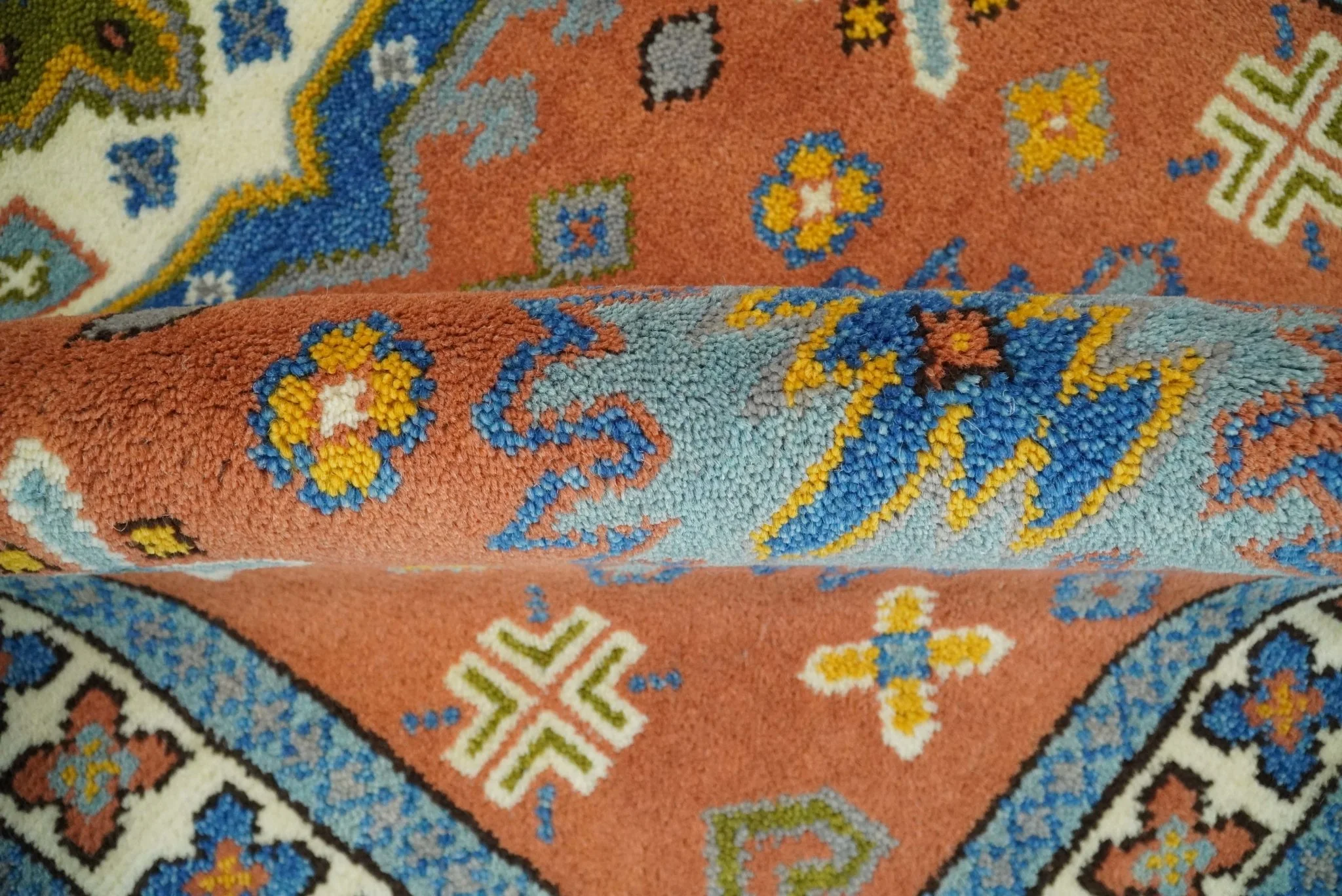3x5 Rust and BIue Wool Hand Knotted traditional Vintage Antique Southwestern Tribal Kazak | TRDCP38135 - Image 6