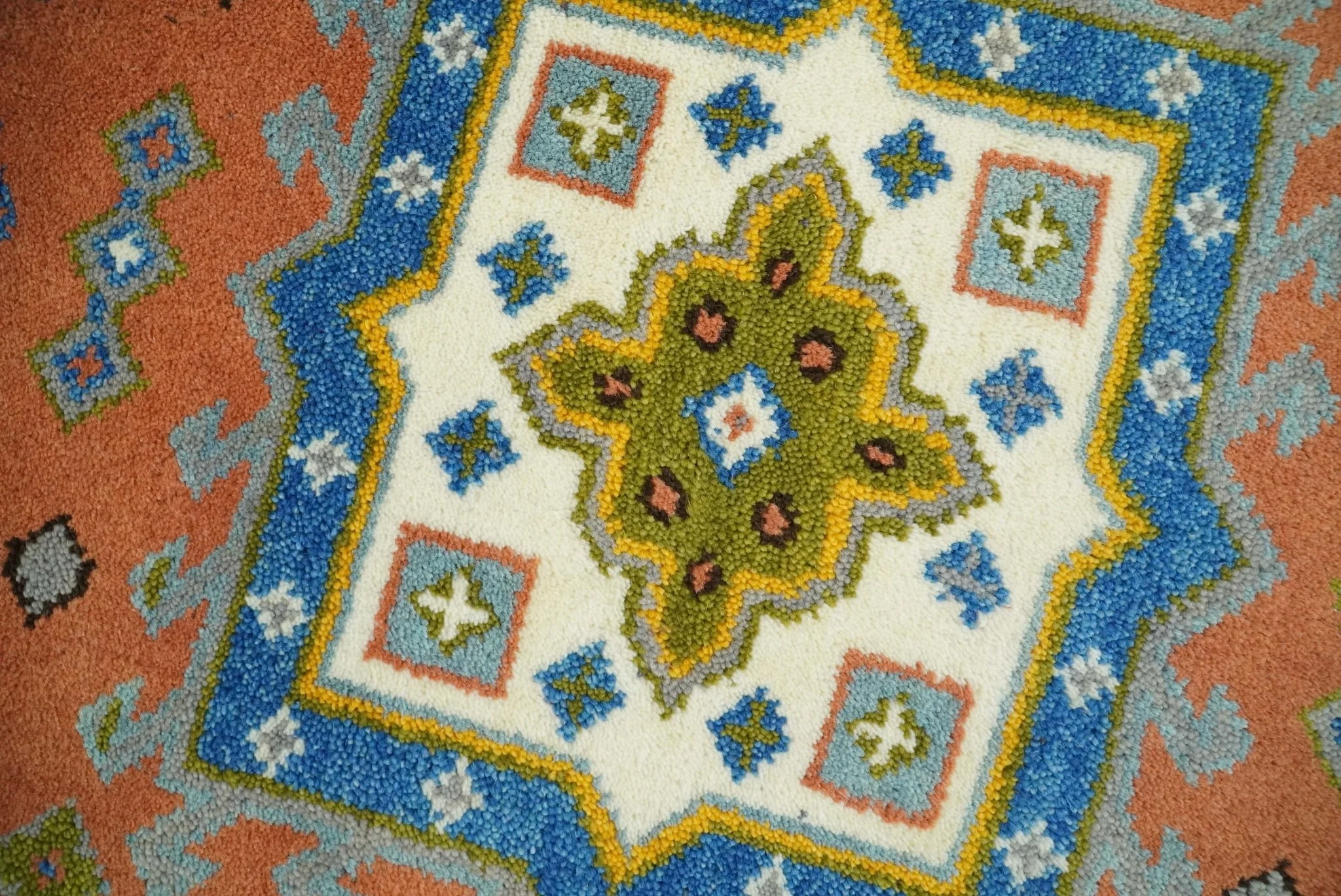 3x5 Rust and BIue Wool Hand Knotted traditional Vintage Antique Southwestern Tribal Kazak | TRDCP38135 - Image 7