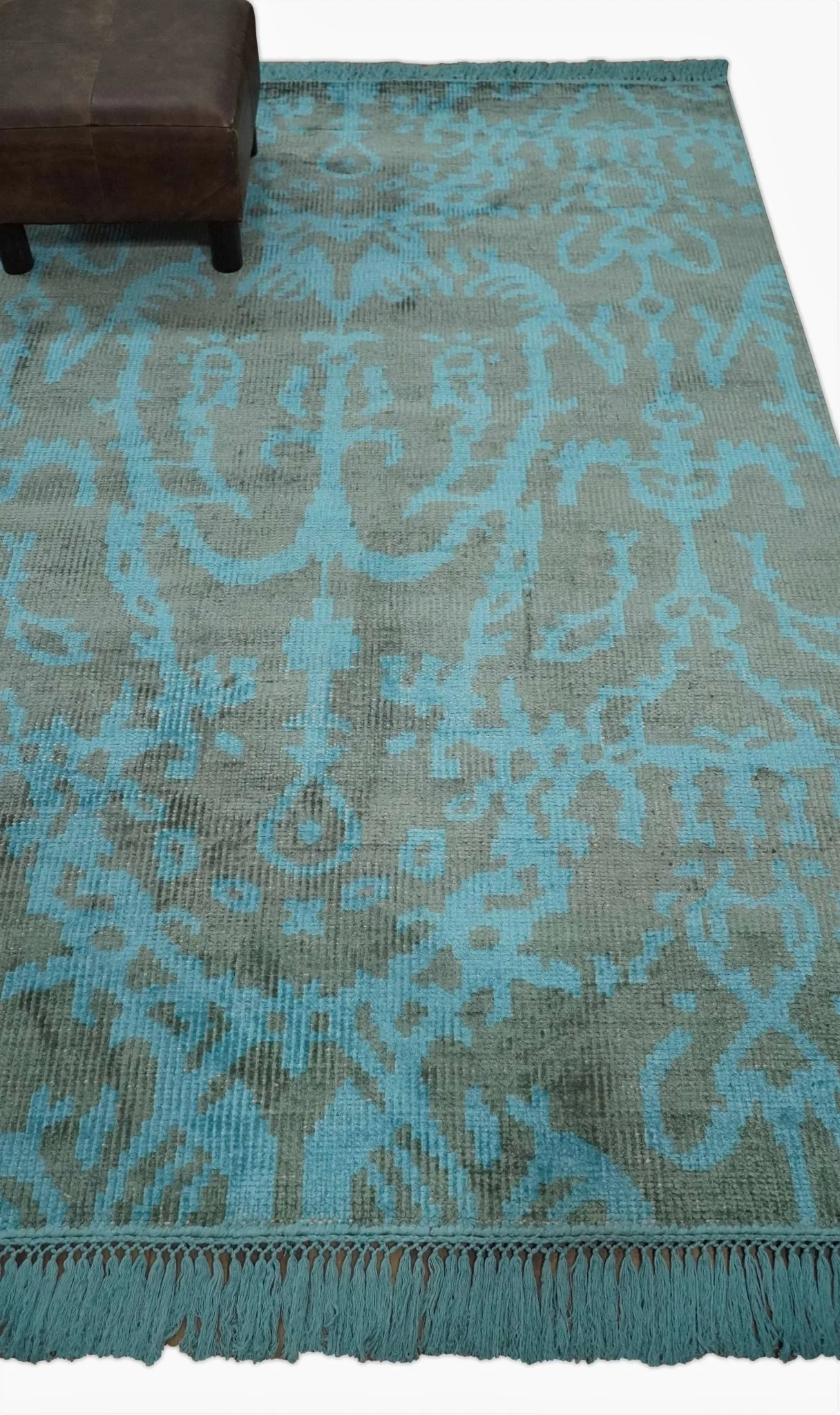 4.5x6.5 Hand Knotted Blue and Gray Modern Persian Style Contemporary Art Silk Area Rug | OP133 - Image 4