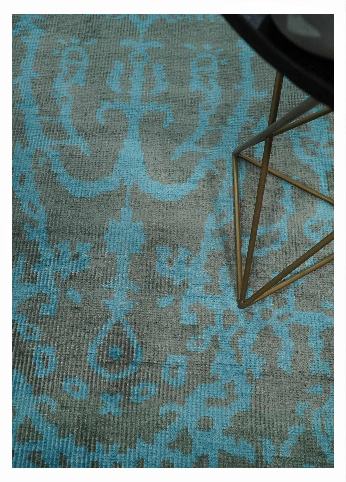 4.5x6.5 Hand Knotted Blue and Gray Modern Persian Style Contemporary Art Silk Area Rug | OP133 - Image 5