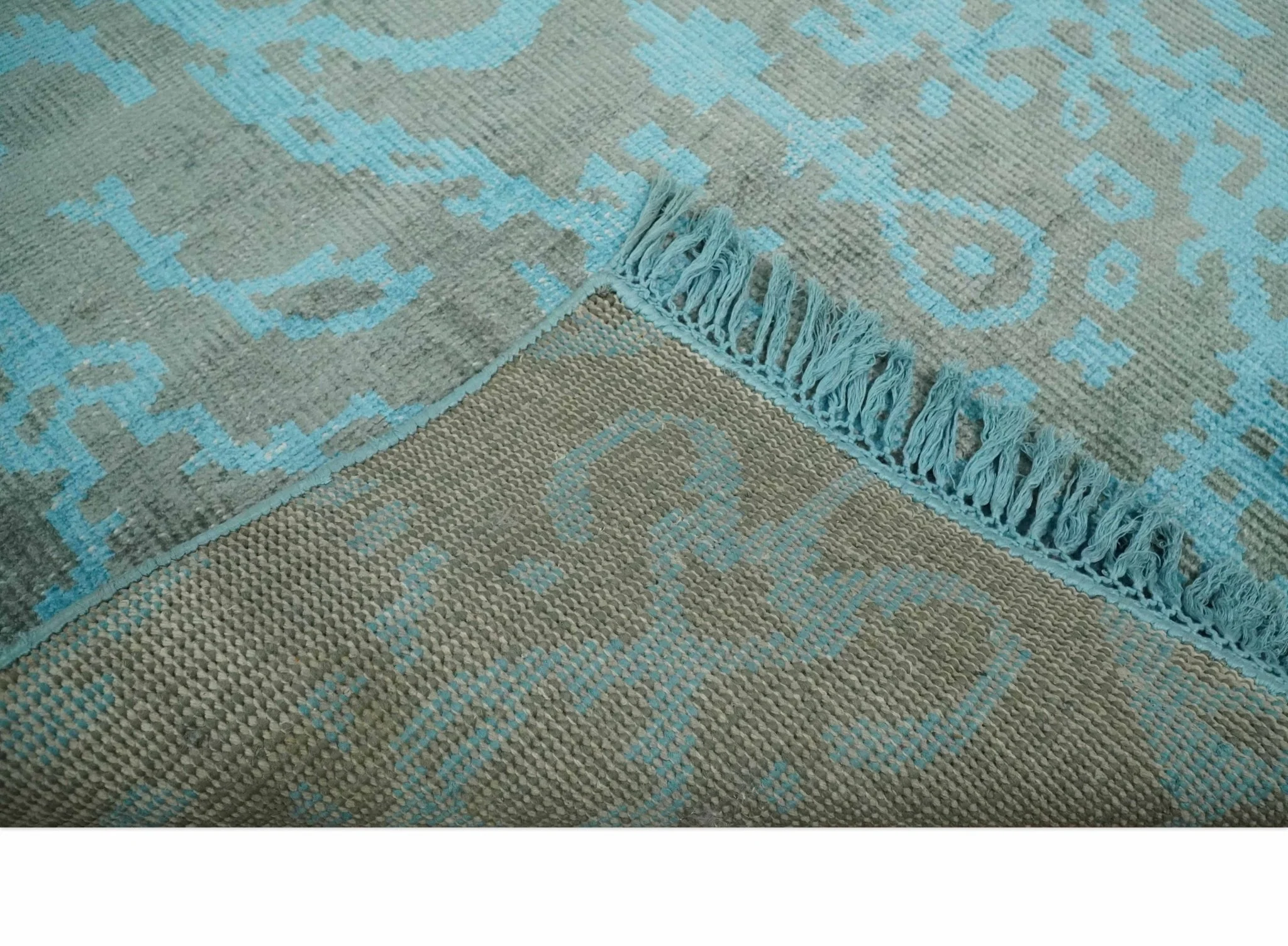 4.5x6.5 Hand Knotted Blue and Gray Modern Persian Style Contemporary Art Silk Area Rug | OP133 - Image 7