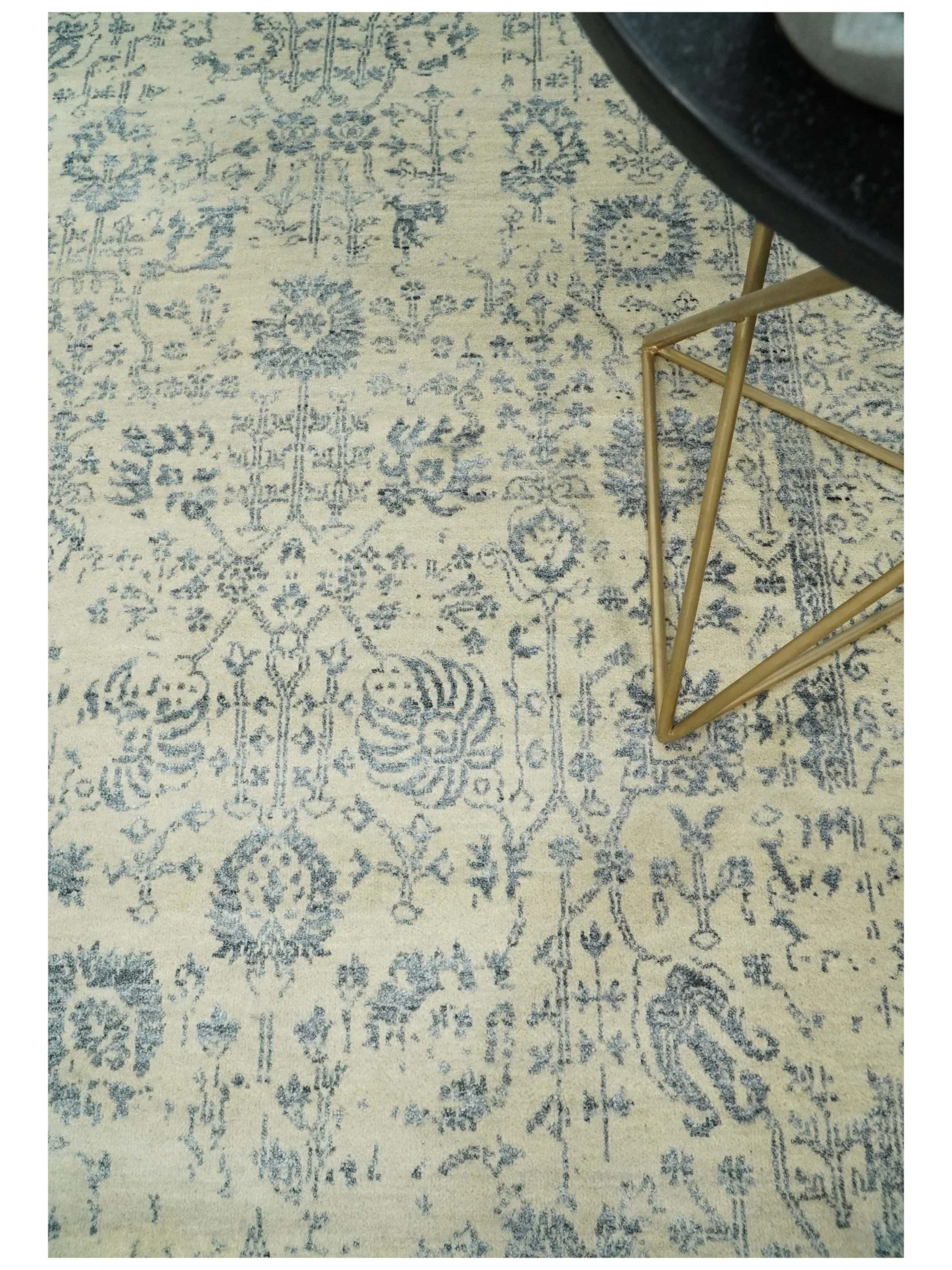 4x6 Fine Hand Knotted Beige and Gray Traditional Vintage Persian Style Antique Wool and Silk Rug | AGR14 - Image 2