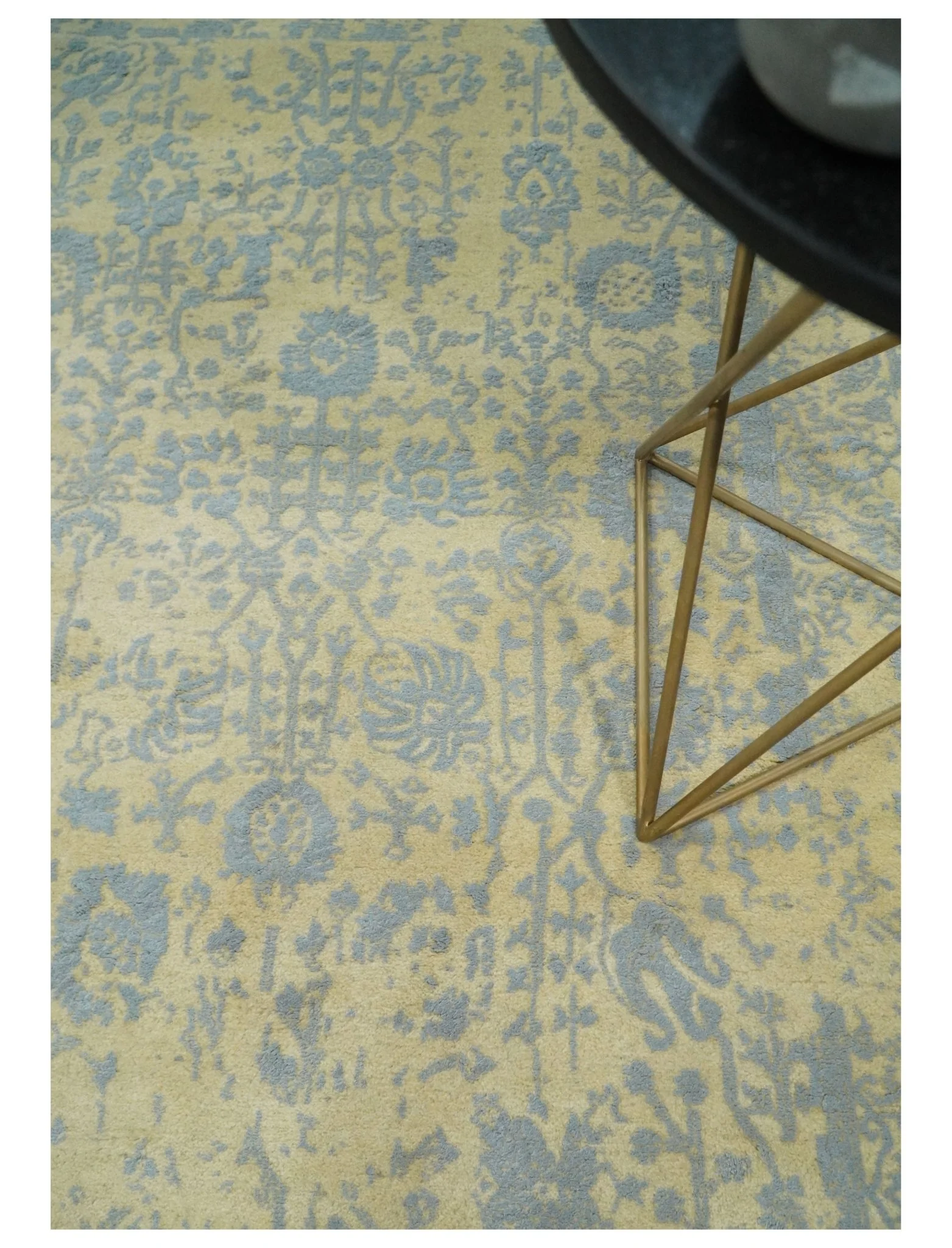 4x6 Fine Hand Knotted Gold and Silver Traditional Vintage Persian Style Antique Wool and Silk Rug | AGR11 - Image 2