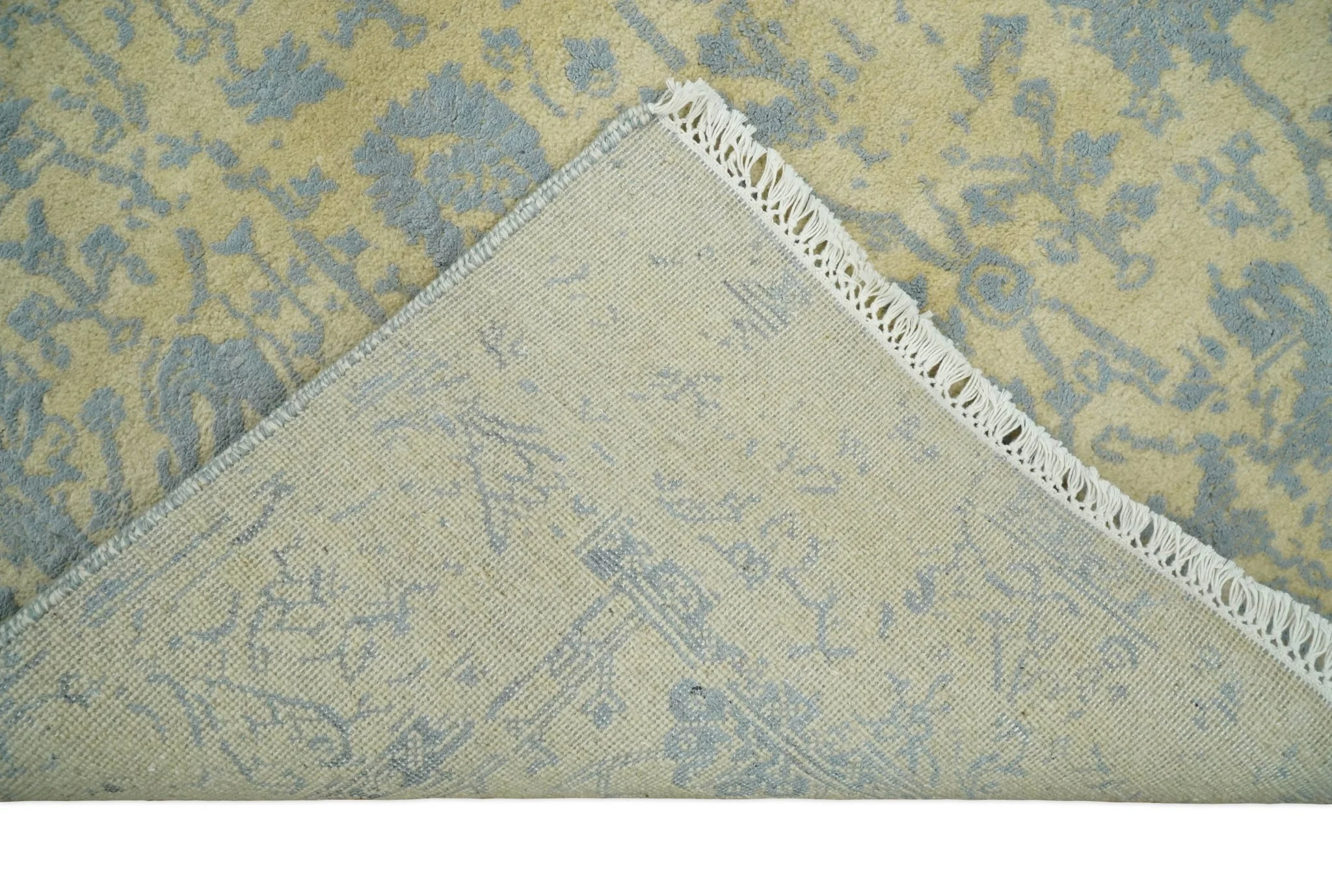 4x6 Fine Hand Knotted Gold and Silver Traditional Vintage Persian Style Antique Wool and Silk Rug | AGR11 - Image 7