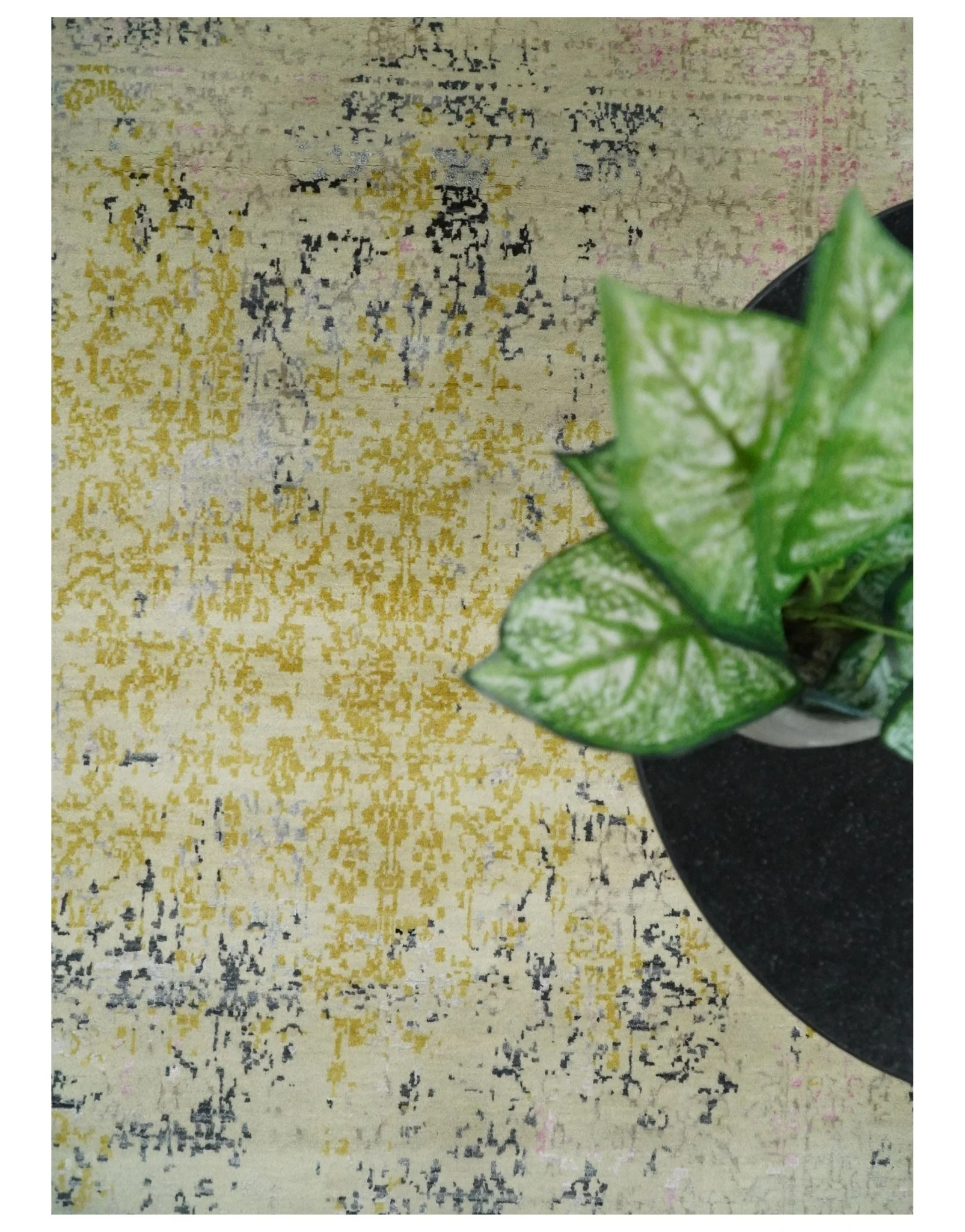 4x6 Fine Hand Knotted Gold, Gray and Ivory Modern Abstract Wool and SIlk Area Rug | AGR17 - Image 11