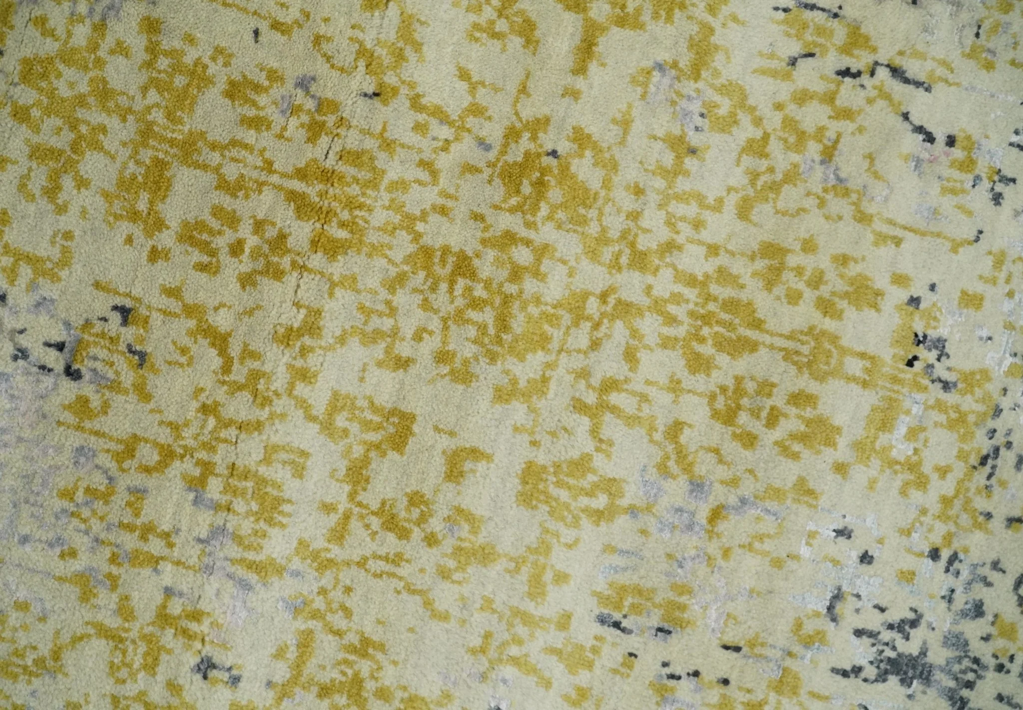 4x6 Fine Hand Knotted Gold, Gray and Ivory Modern Abstract Wool and SIlk Area Rug | AGR17 - Image 9