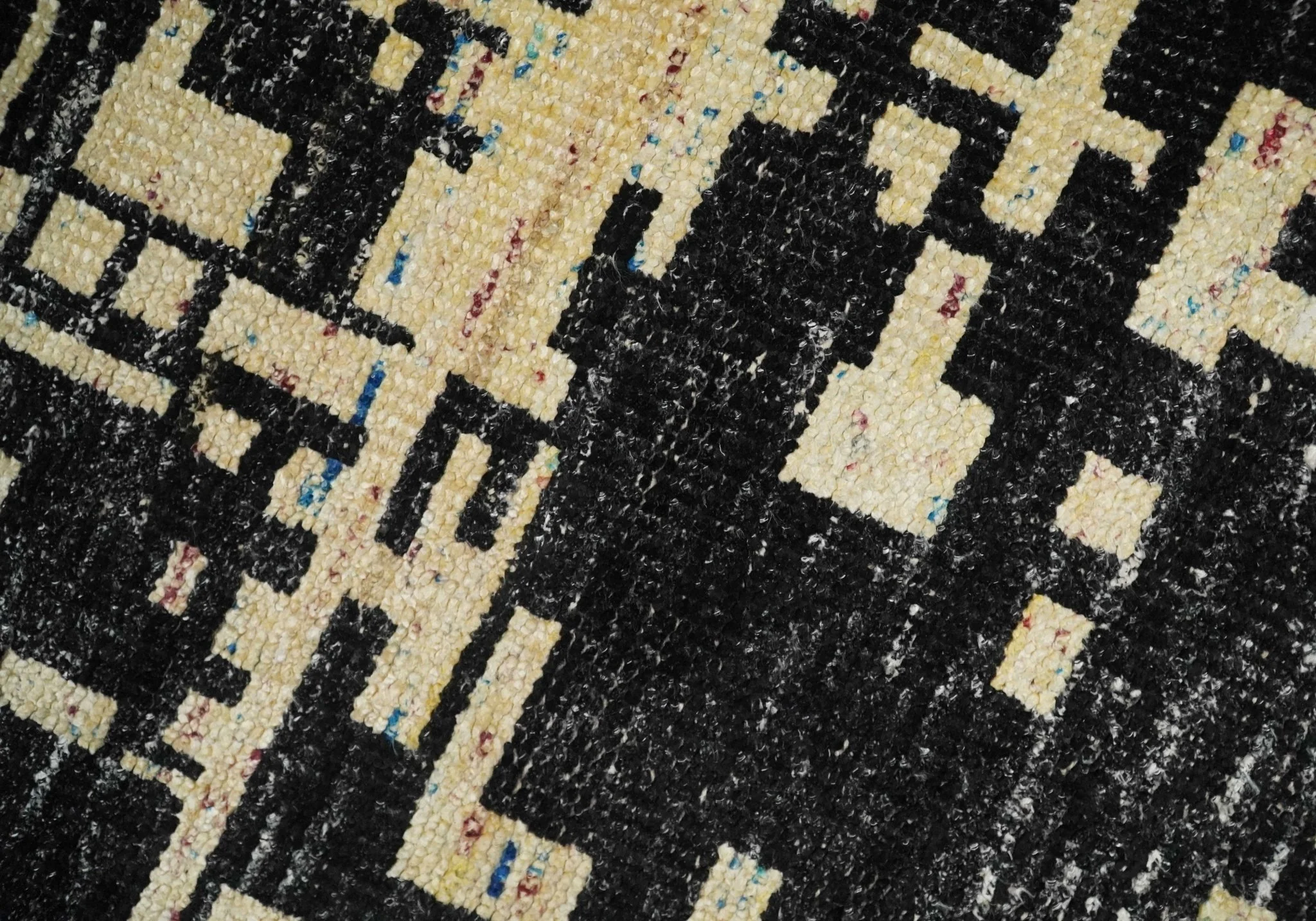 4x6 Hand Knotted Beige and Black Modern Abstract Contemporary Recycled Silk Area Rug | OP54 - Image 2