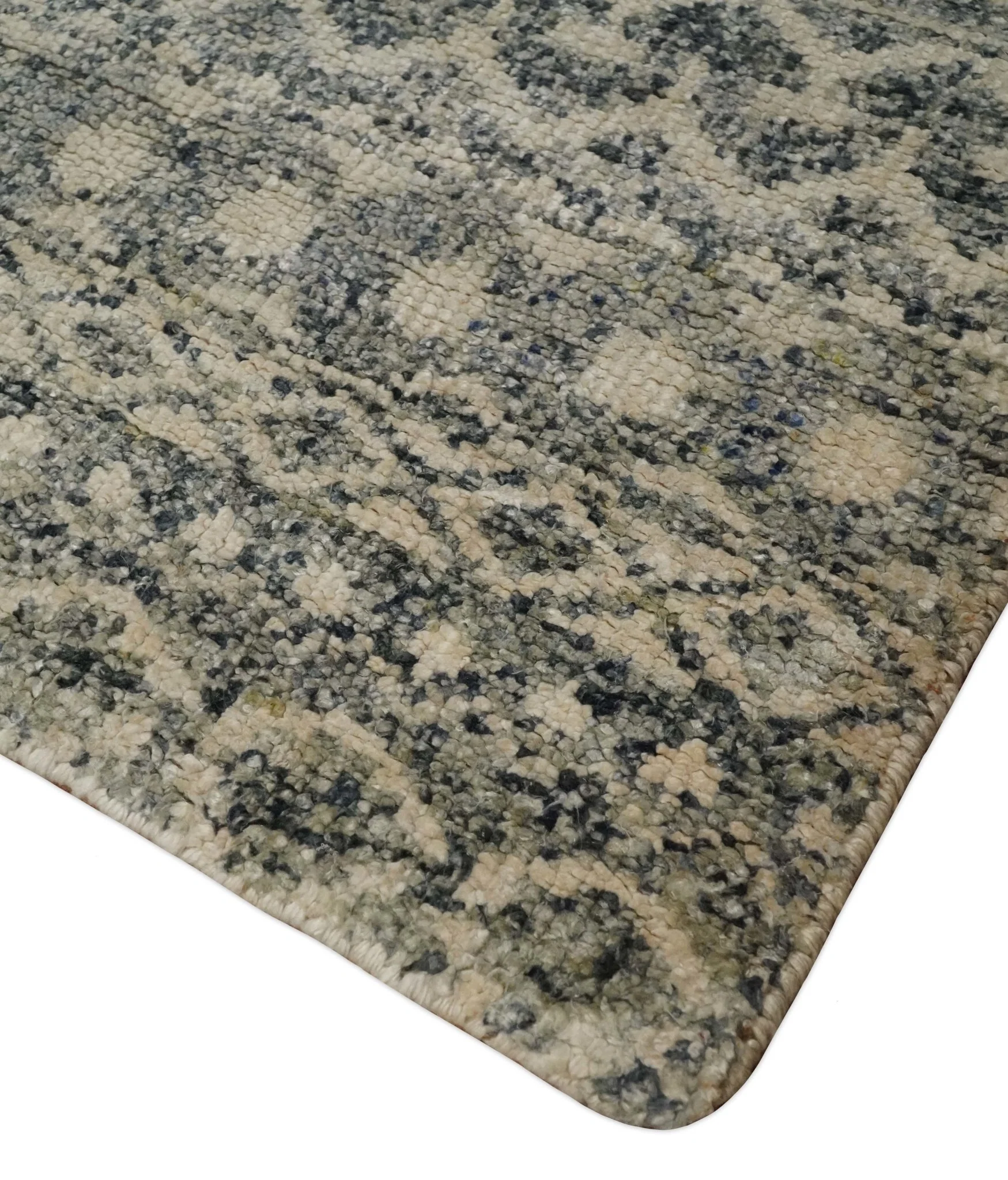 4x6 Hand Knotted Ivory, Black and Gray Modern Contemporary Southwestern Tribal Trellis Recycled Silk Area Rug | OP56 - Image 3
