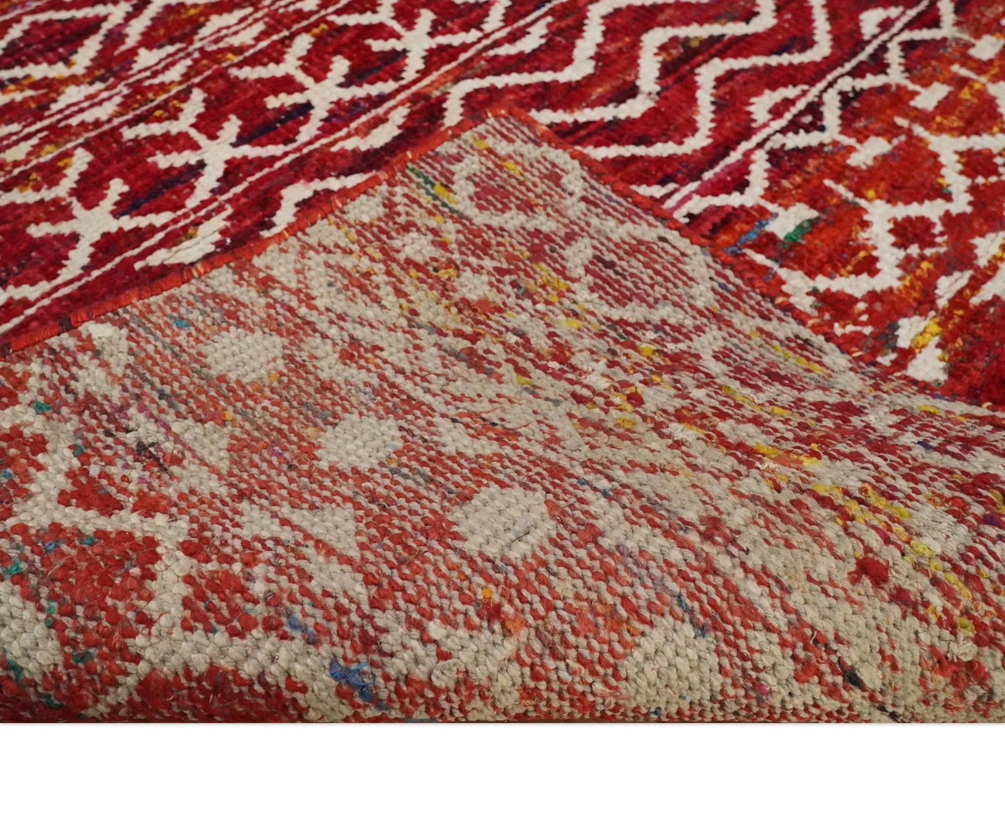 4x6 Hand Knotted Rust and Ivory Modern Contemporary Southwestern Tribal Trellis Recycled Silk Area Rug | OP60 - Image 6