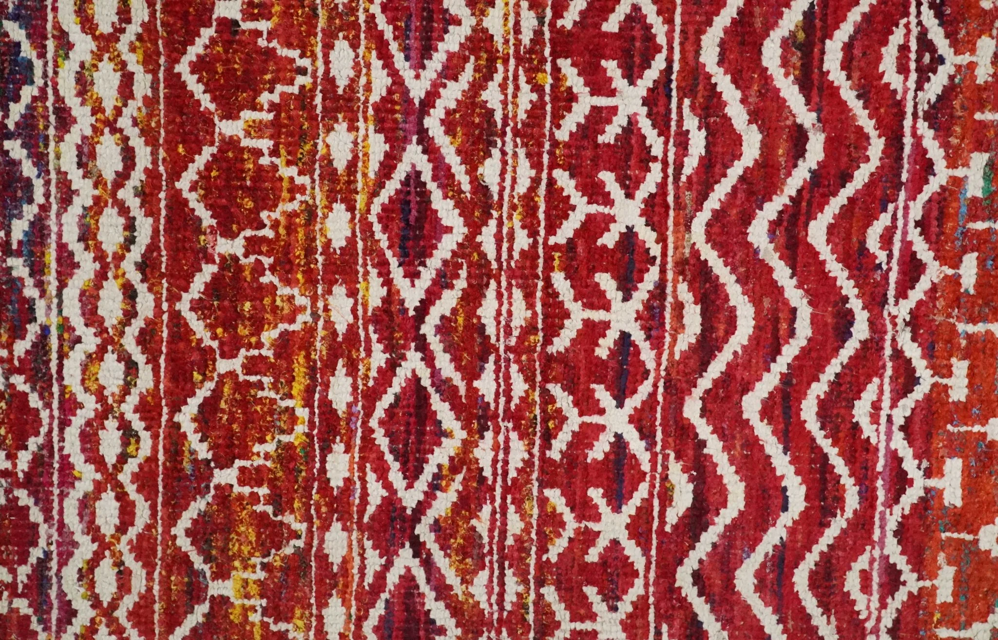 4x6 Hand Knotted Rust and Ivory Modern Contemporary Southwestern Tribal Trellis Recycled Silk Area Rug | OP60 - Image 8