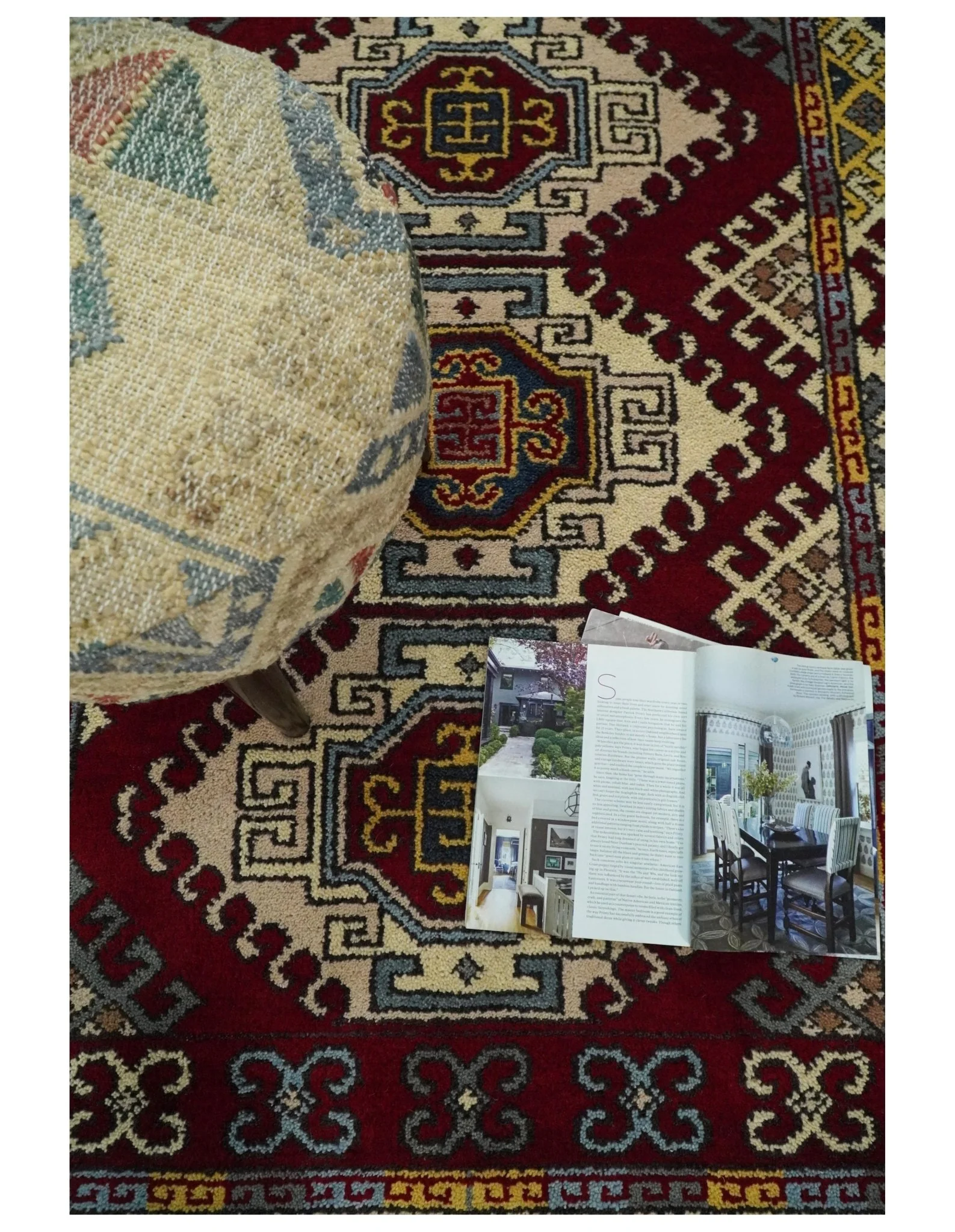 4x6 Hand Knotted traditional Kazak Ivory and Rust Traditional Tribal Armenian Rug | KZA9 - Image 5