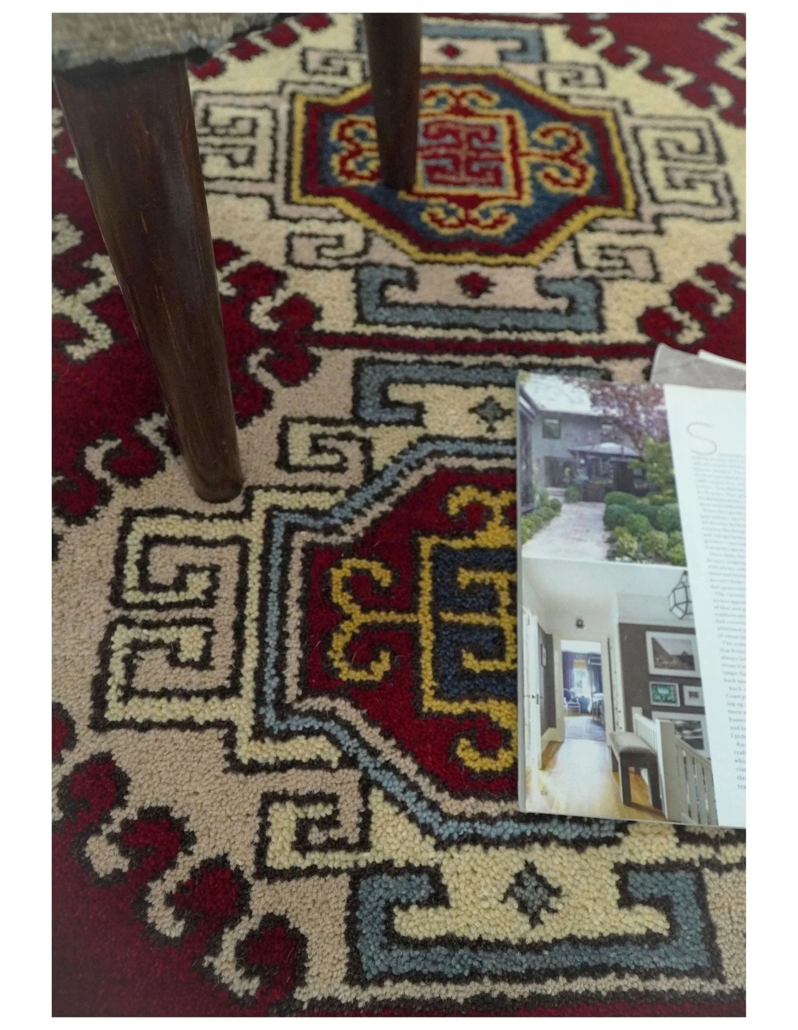 4x6 Hand Knotted traditional Kazak Ivory and Rust Traditional Tribal Armenian Rug | KZA9 - Image 6