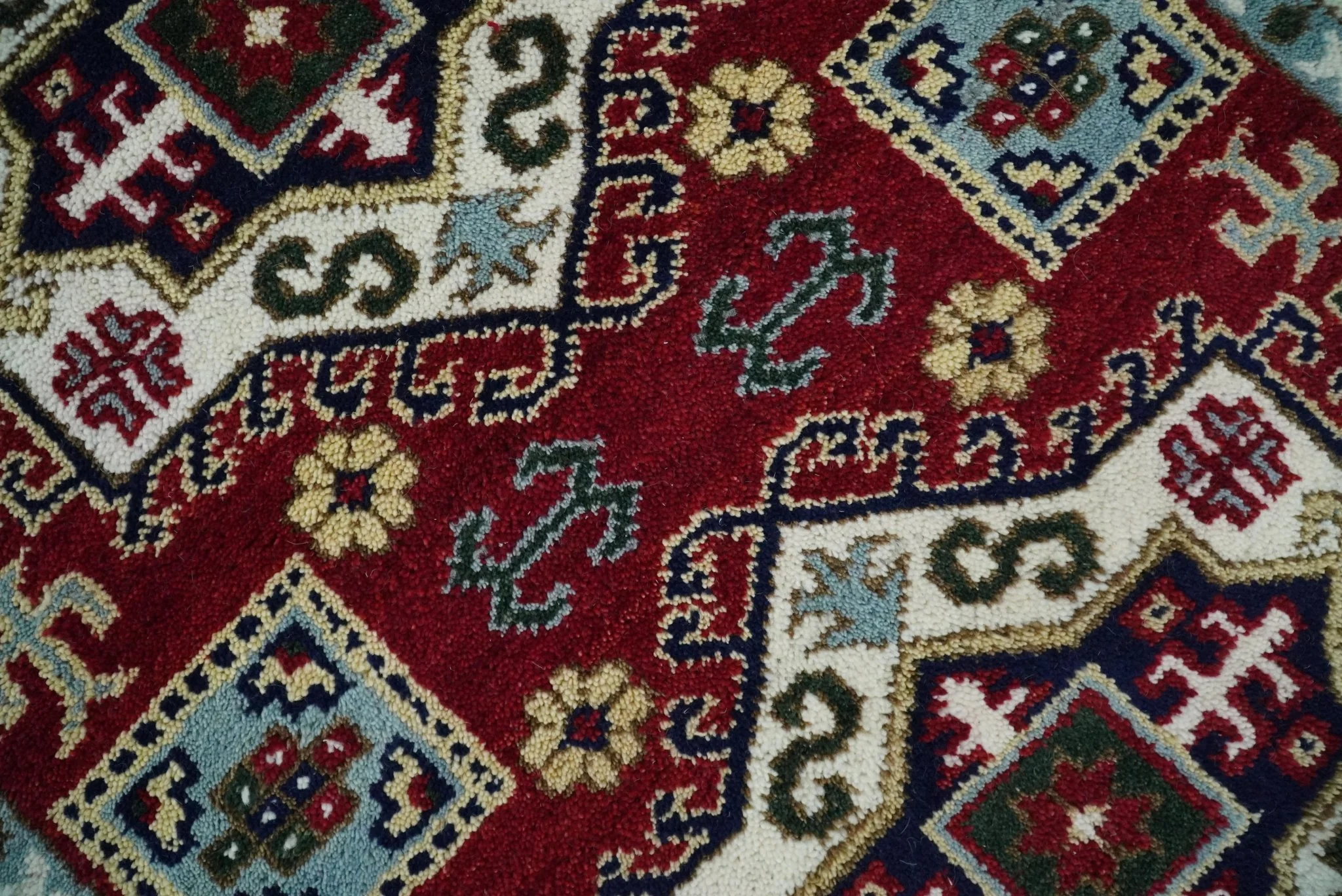 4x6 Hand Knotted traditional Kazak Rust and Ivory Traditional Tribal Armenian Rug | KZA10 - Image 2