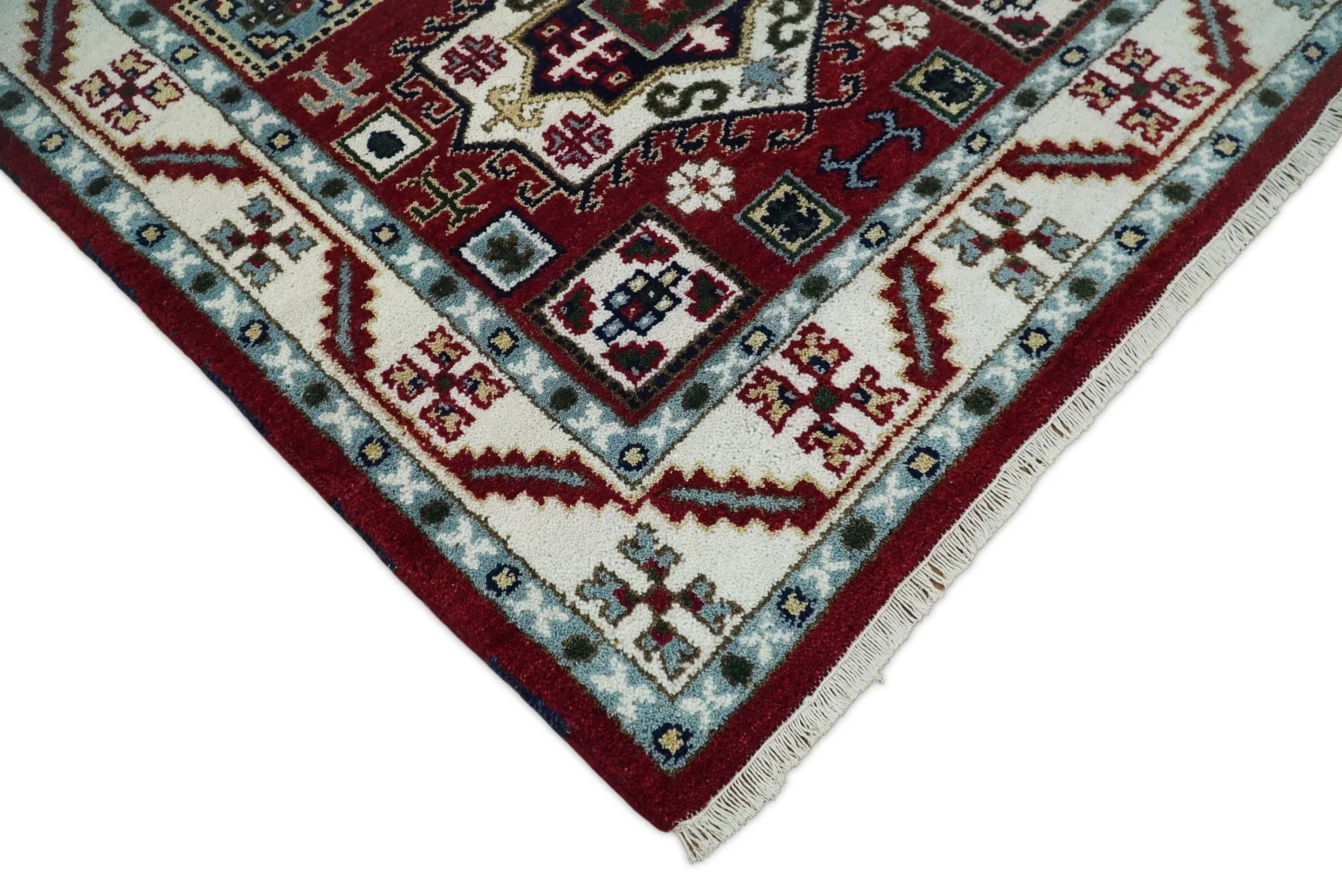 4x6 Hand Knotted traditional Kazak Rust and Ivory Traditional Tribal Armenian Rug | KZA10 - Image 3