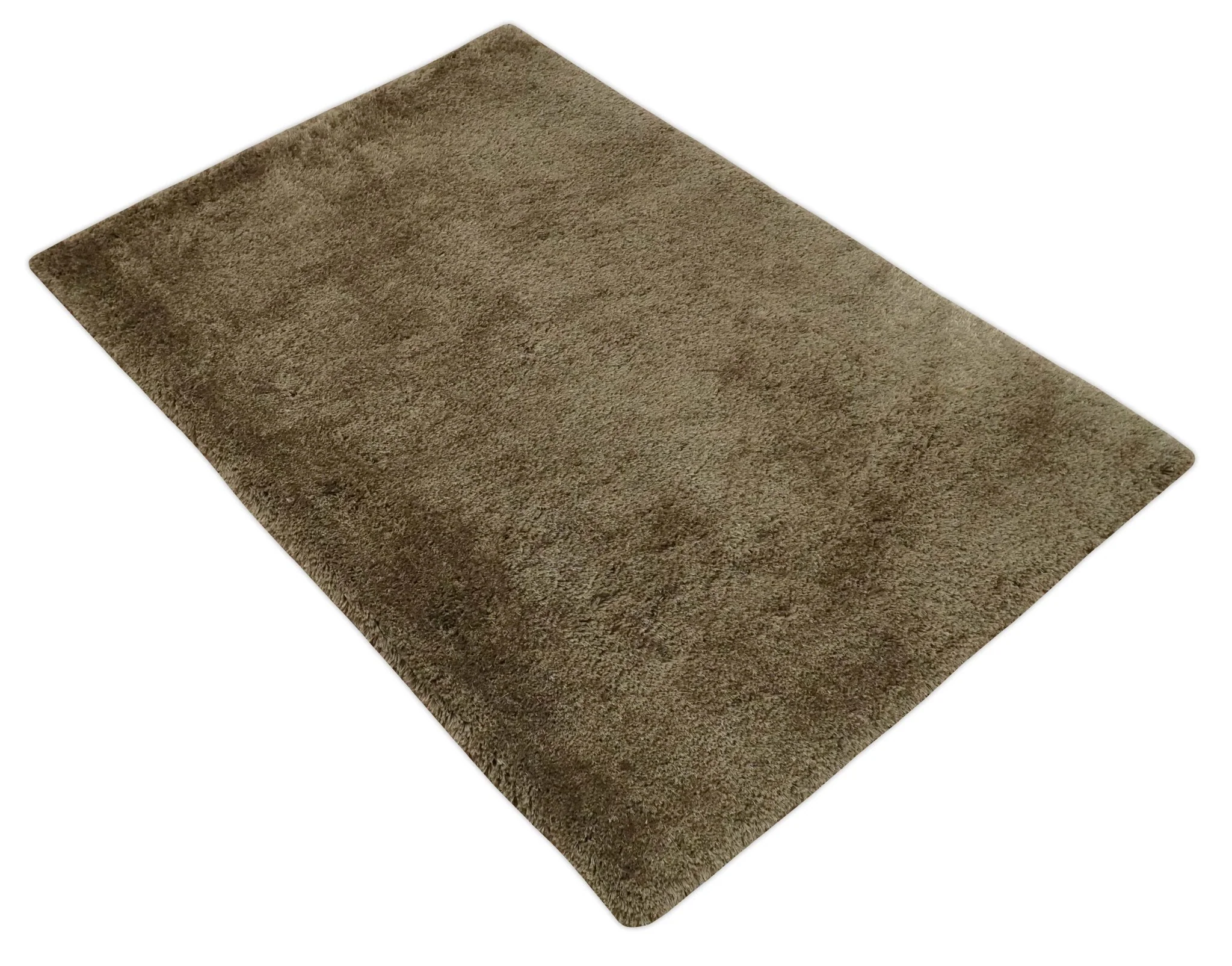 Solid 3x5, 4X6 and 5x7 Hand Woven Shag Brown Soft Viscose Area Rug - Image 7