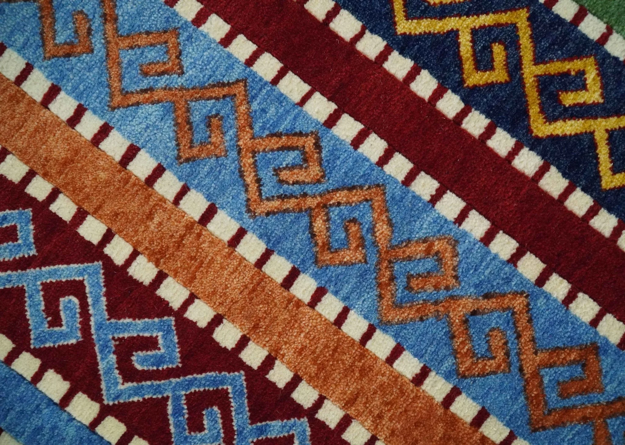 4x6 Multi-colour Striped Wool Hand Woven Southwestern Gabbeh Rug | KNT16 - Image 4