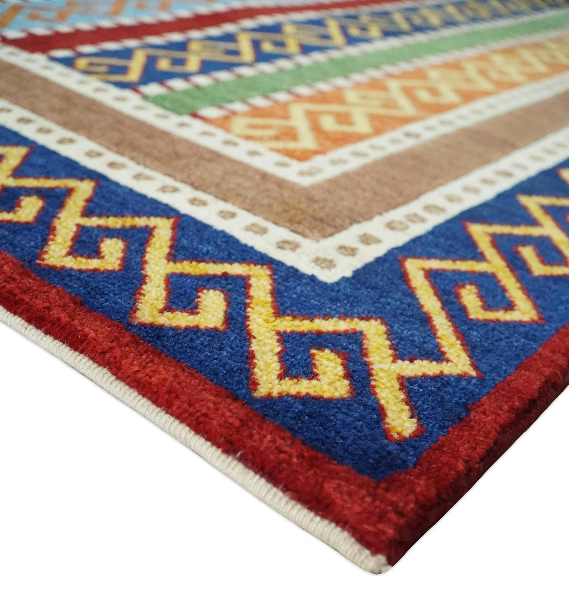 4x6 Multi-colour Striped Wool Hand Woven Southwestern Gabbeh Rug | KNT16 - Image 5