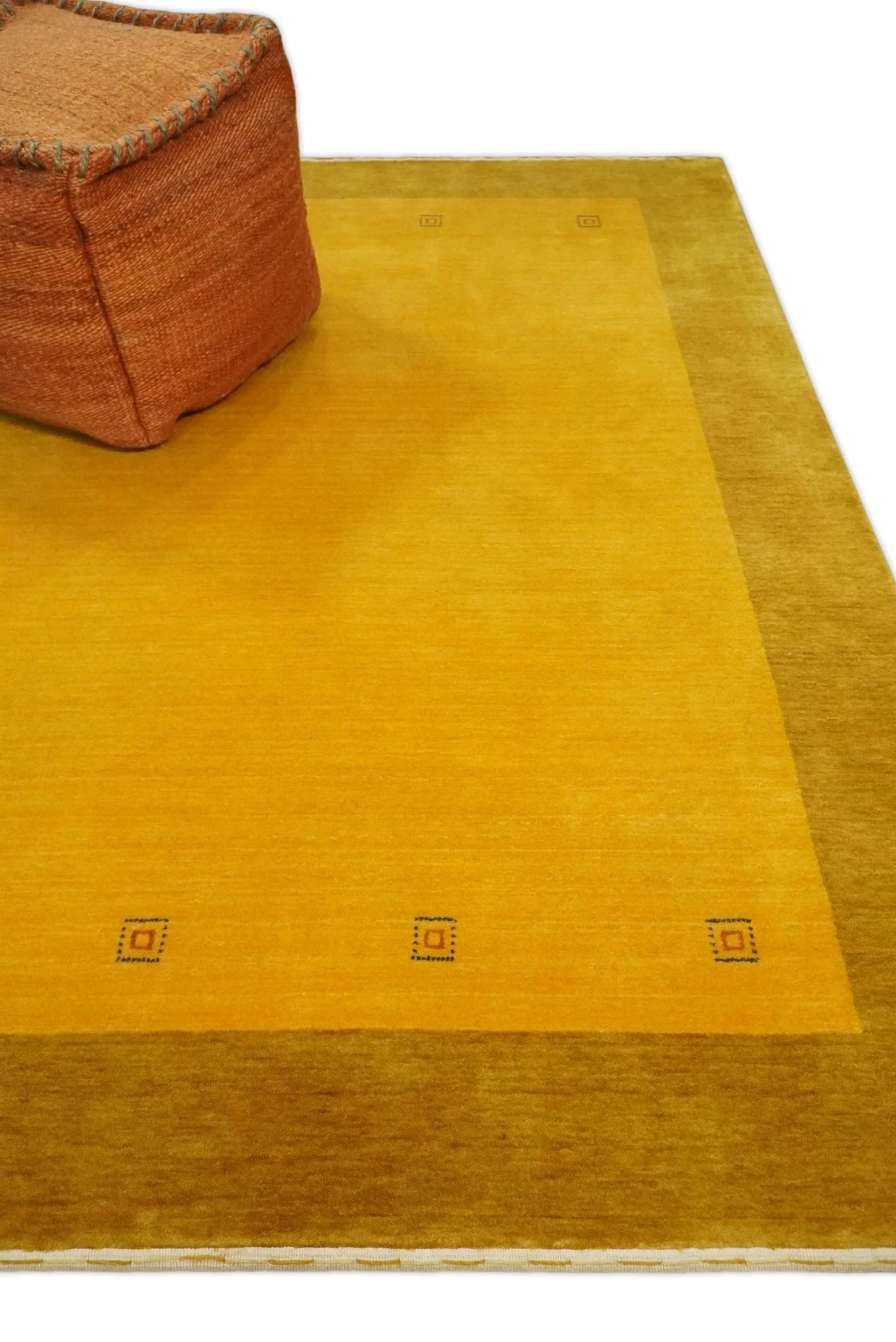 4x6 Small Gold Natural Farmhouse Wool Hand Woven Southwestern Gabbeh Rug| LOR17 - Image 3