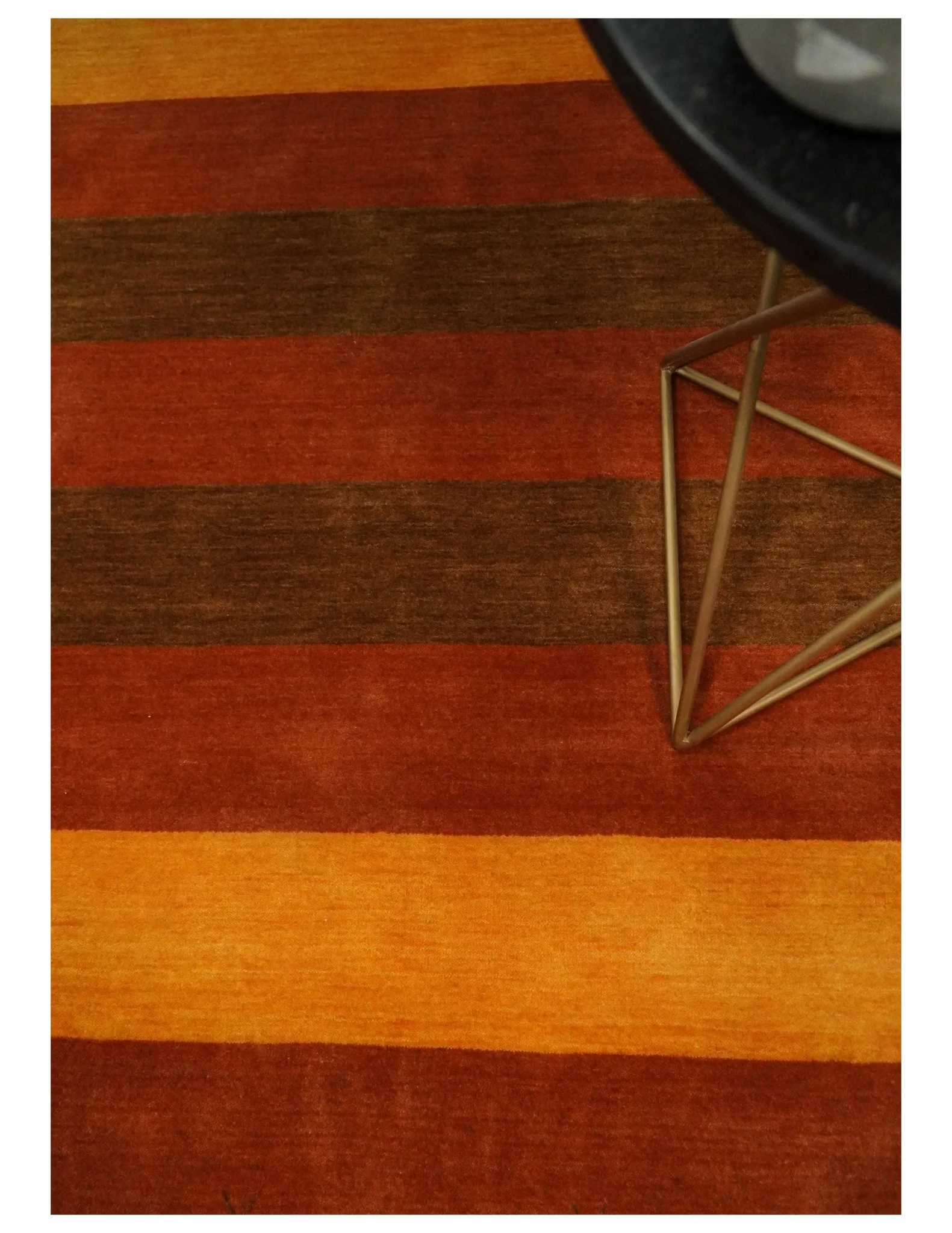 4x6 Small Rust and Gold Striped Wool Hand Woven Southwestern Gabbeh Rug| LOR20 - Image 2
