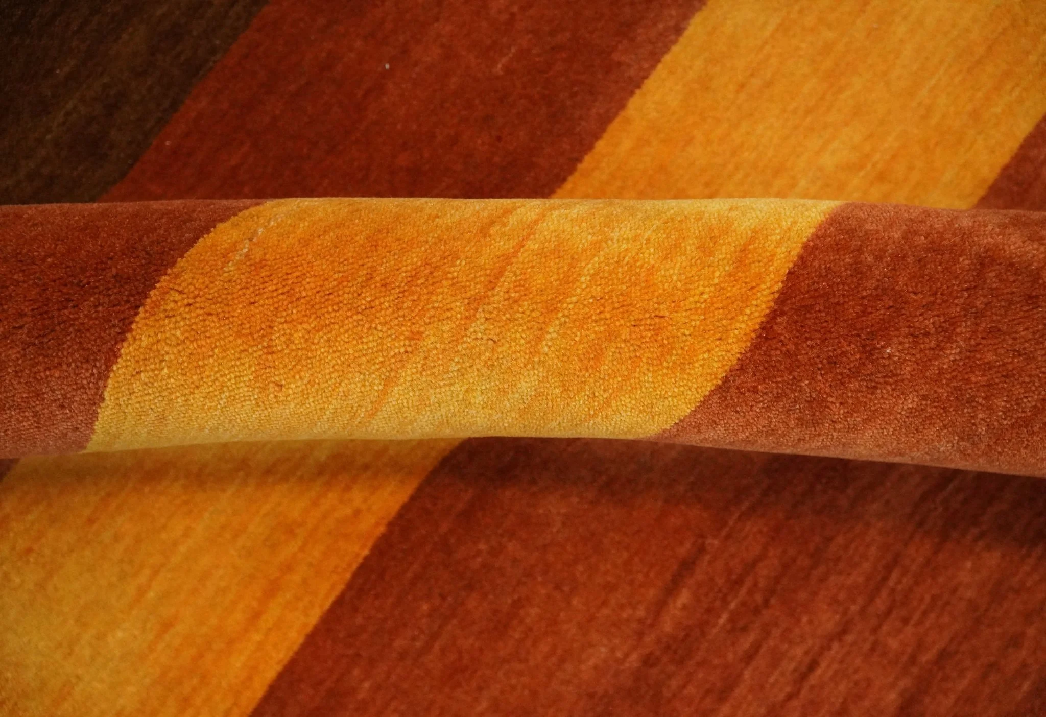 4x6 Small Rust and Gold Striped Wool Hand Woven Southwestern Gabbeh Rug| LOR20 - Image 6