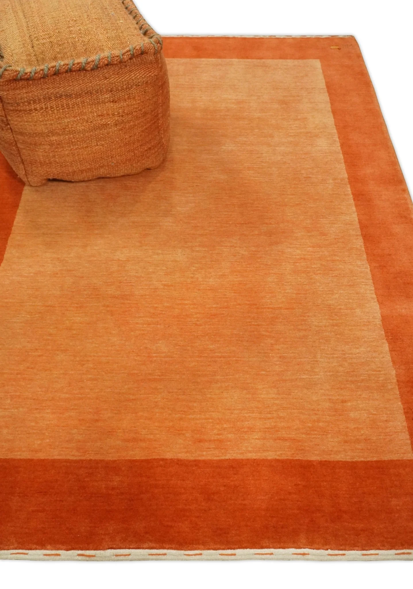 4x6 Small Rust and Peach Farmhouse Wool Hand Woven Southwestern Gabbeh Rug| LOR9 - Image 3