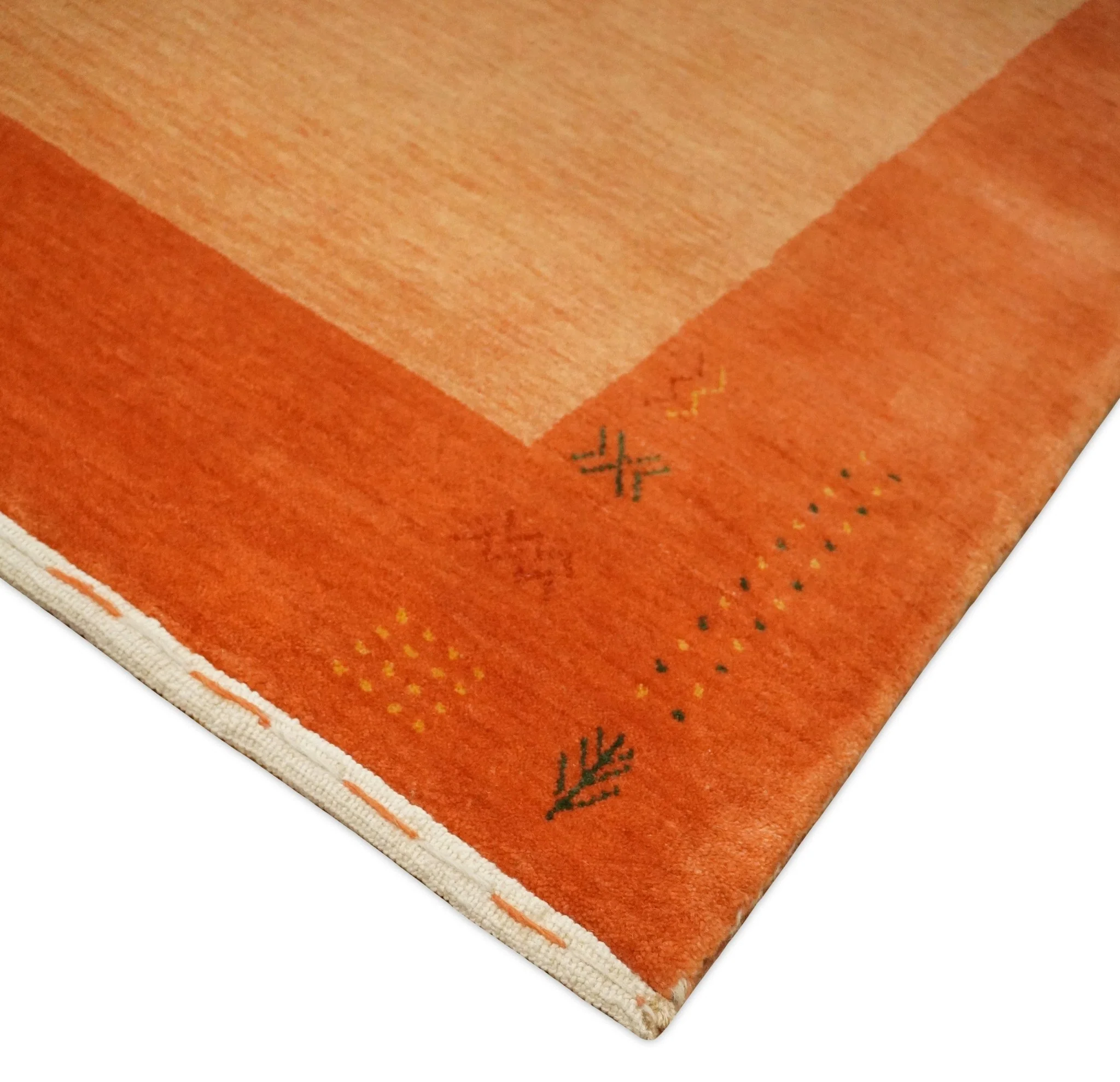 4x6 Small Rust and Peach Farmhouse Wool Hand Woven Southwestern Gabbeh Rug| LOR9 - Image 5
