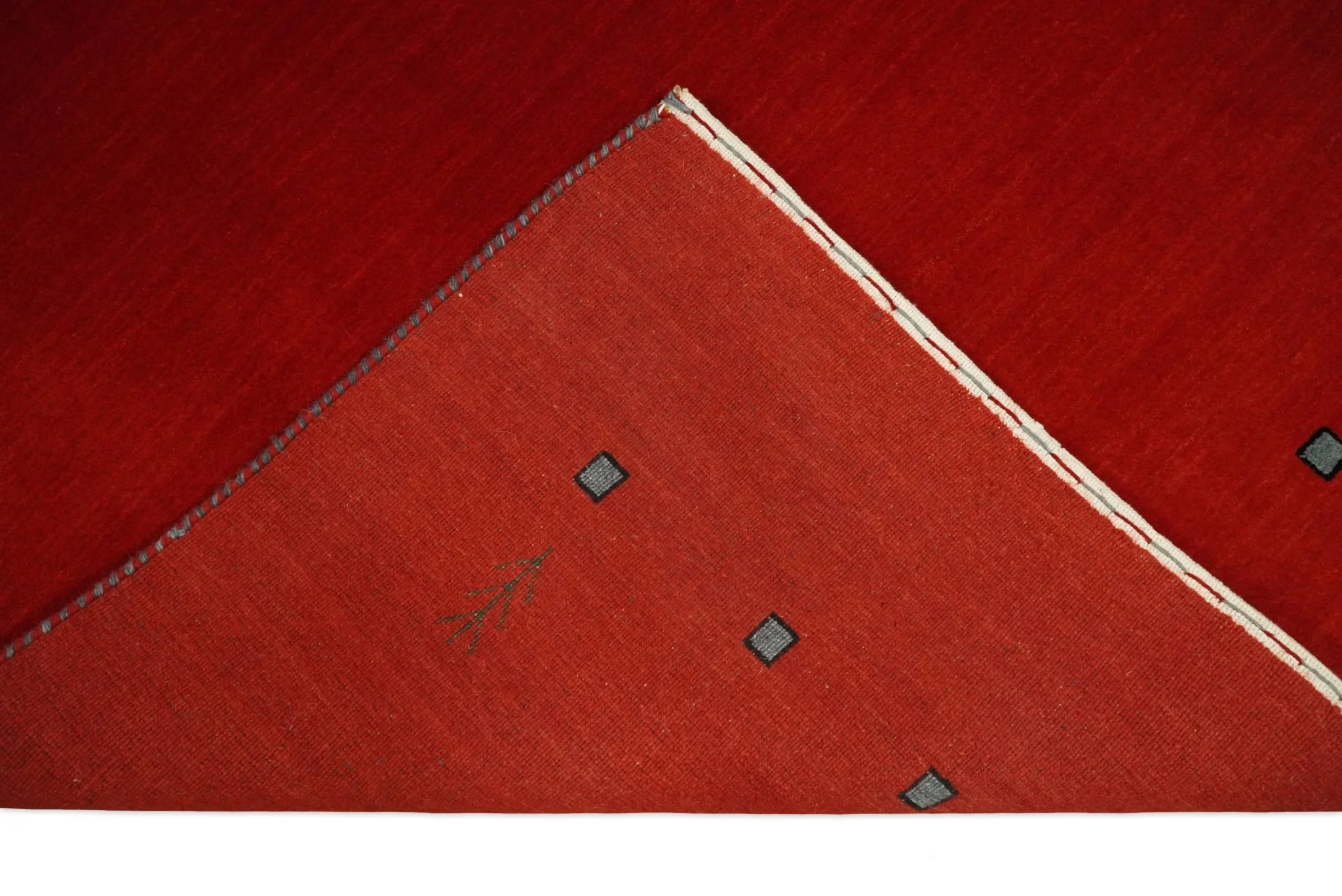 4x6 Small Solid Red Wool Hand Woven Southwestern Gabbeh Rug | LOR23 - Image 6