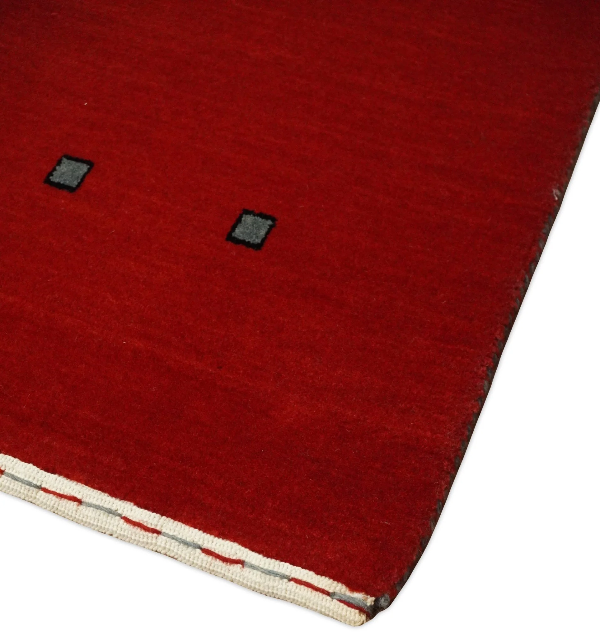 4x6 Small Solid Red Wool Hand Woven Southwestern Gabbeh Rug | LOR23 - Image 8