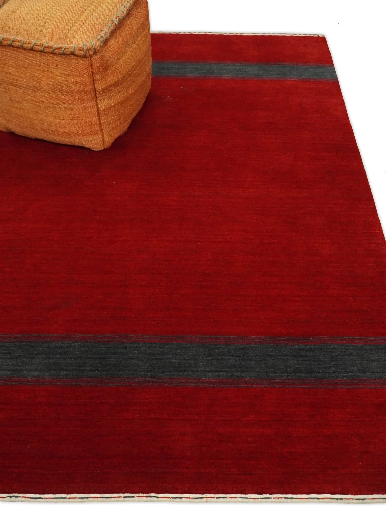 4x6 Small Solid Red Wool Hand Woven Southwestern Gabbeh Rug | LOR24 - Image 3