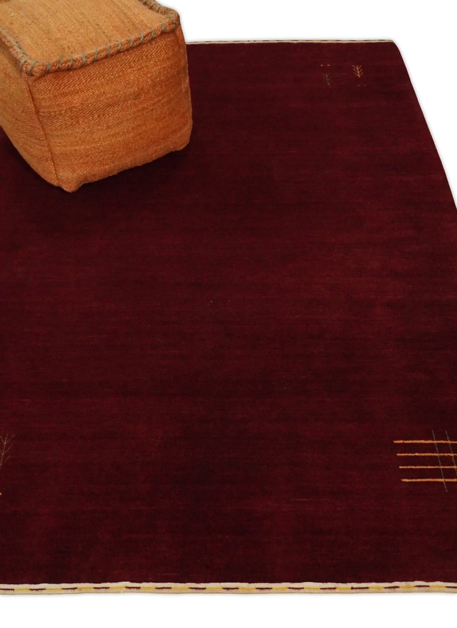4x6 Solid Red Wool Hand Woven Southwestern Gabbeh Rug | LOR25 - Image 3