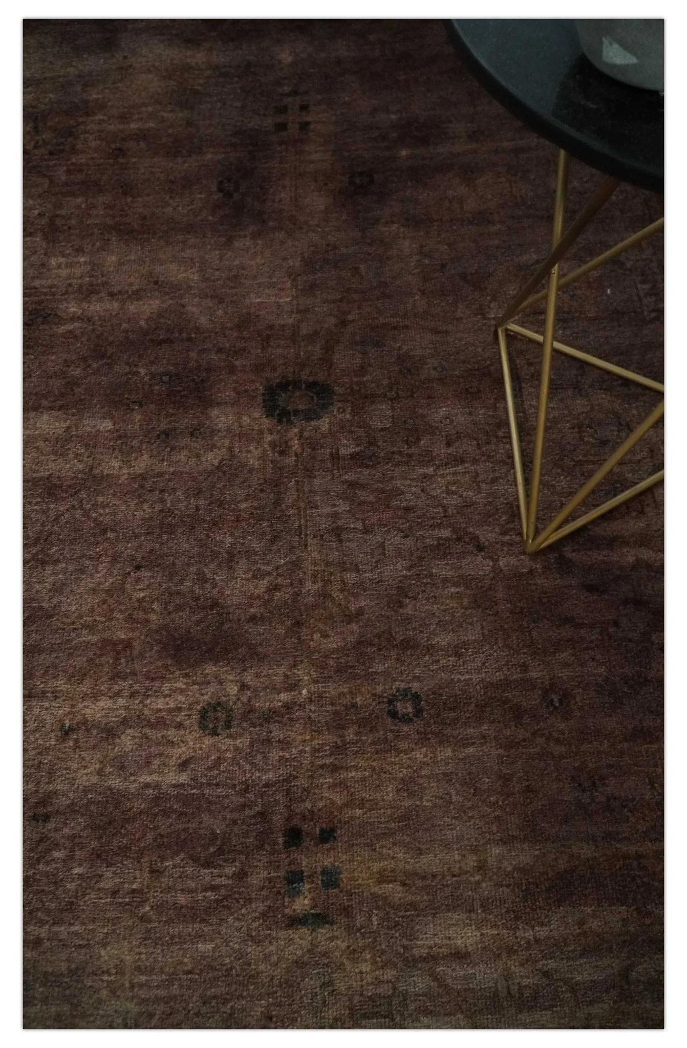 5.10x8.6 Hand Knotted Brown Overdyed Antique Finish Traditional Wool Rug | N34569 - Image 2