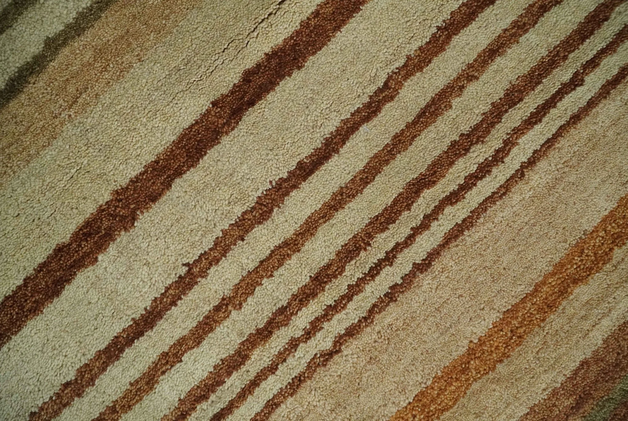 Modern Chic 6x8 Beige, Rust and Brown Stripes Hand Tufted Wool Area Rug - Image 4