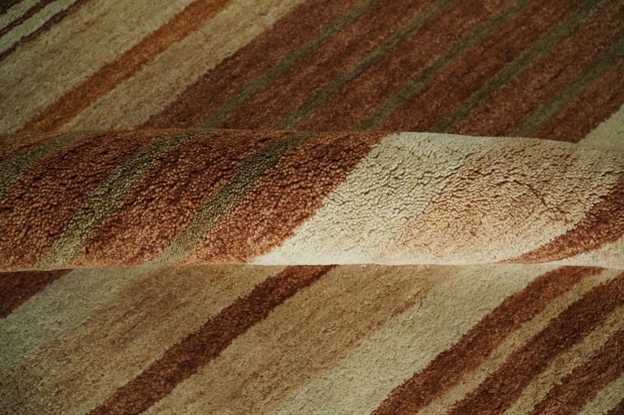 Modern Chic 6x8 Beige, Rust and Brown Stripes Hand Tufted Wool Area Rug - Image 6