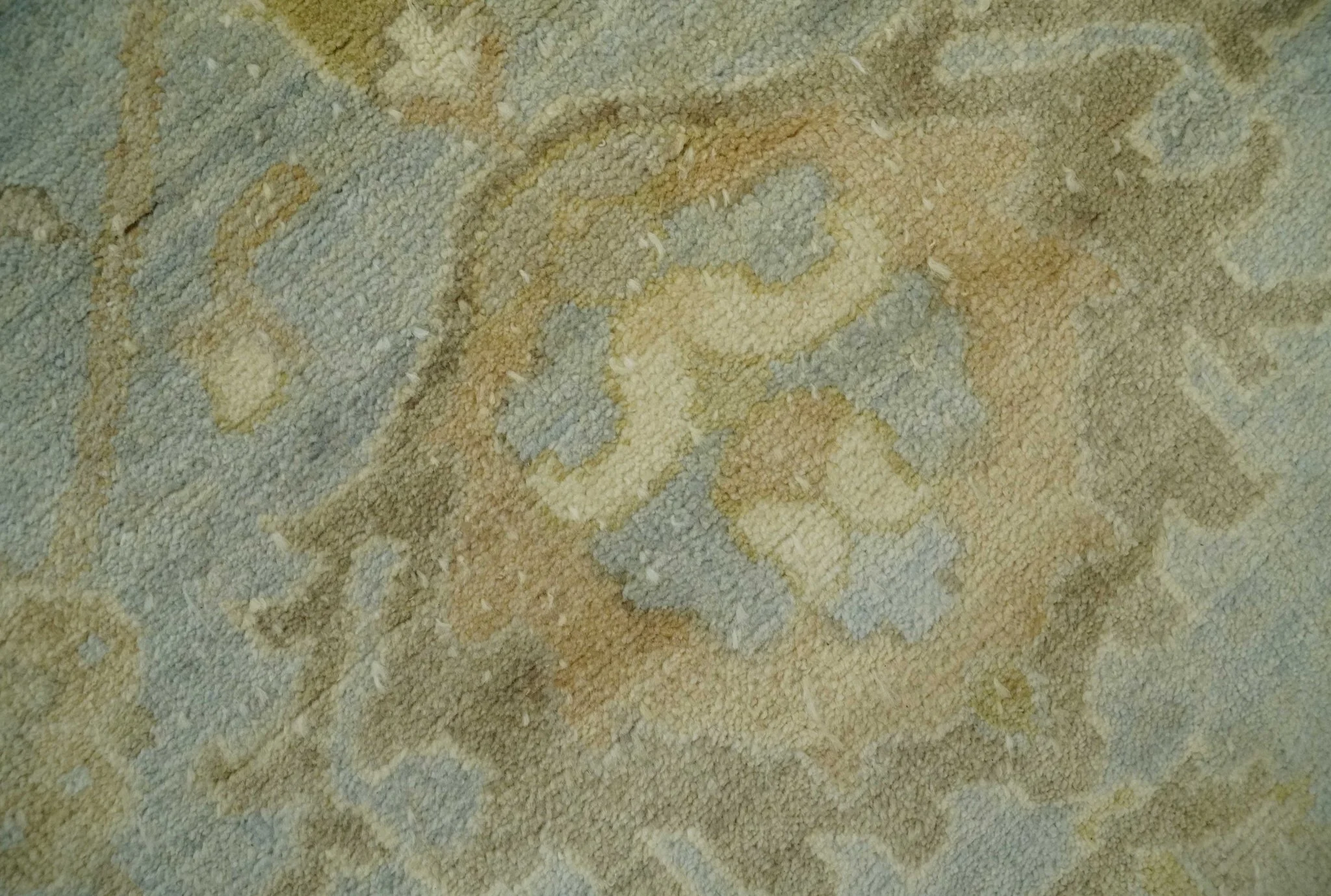 5.8x8.6 Traditional Silver, Beige and Brown Antique Style Hand knotted Oushak wool Area Rug - Image 4