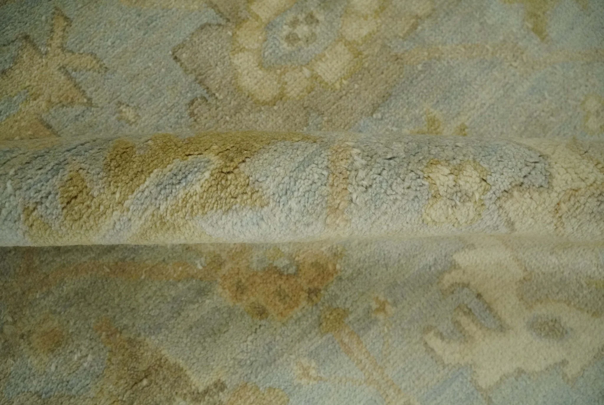 5.8x8.6 Traditional Silver, Beige and Brown Antique Style Hand knotted Oushak wool Area Rug - Image 6