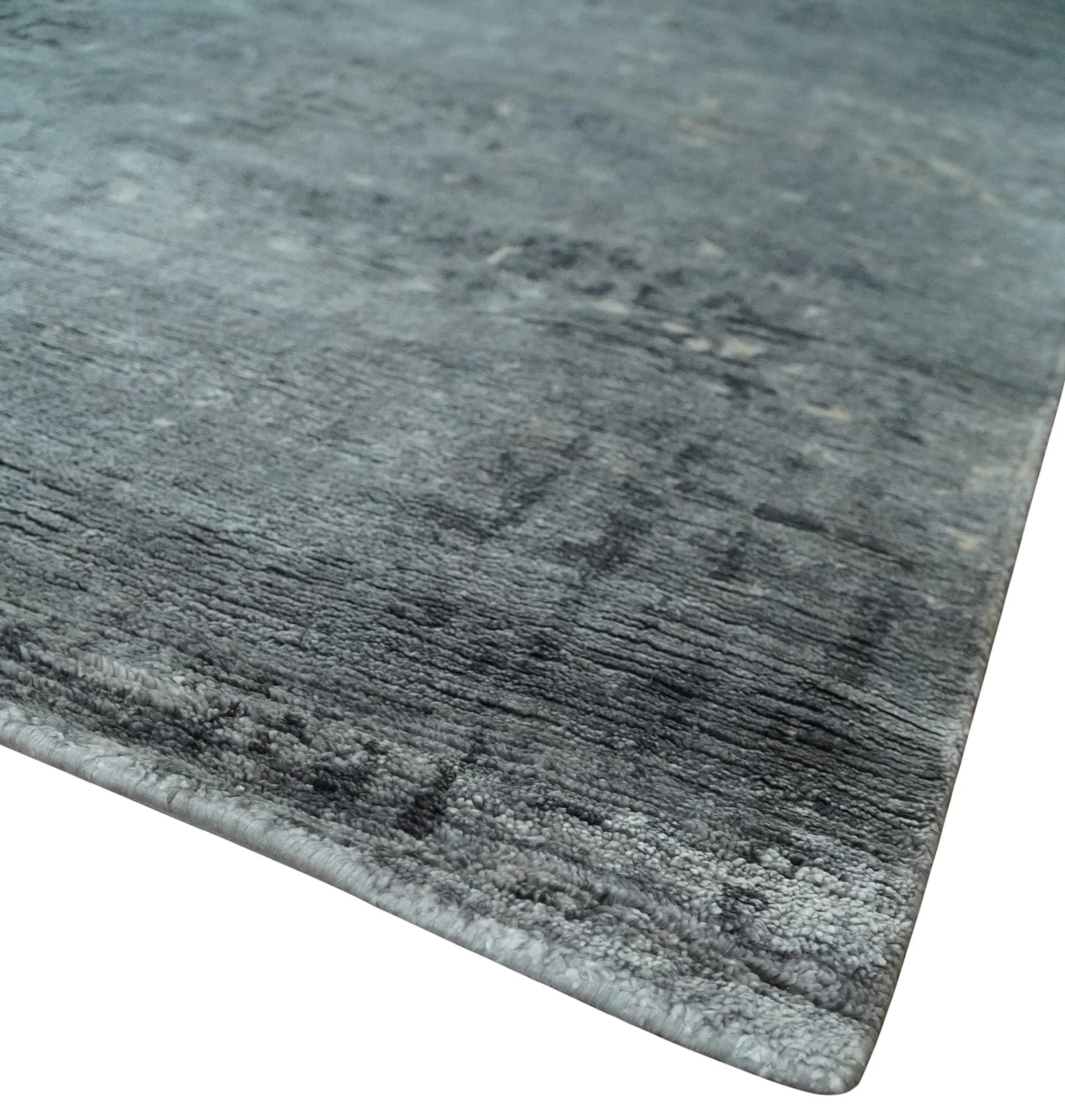 Modern Abstract 5.9x8.5 Silver, Beige and Charcoal Hand Knotted bamboo Silk Area Rug - Image 5