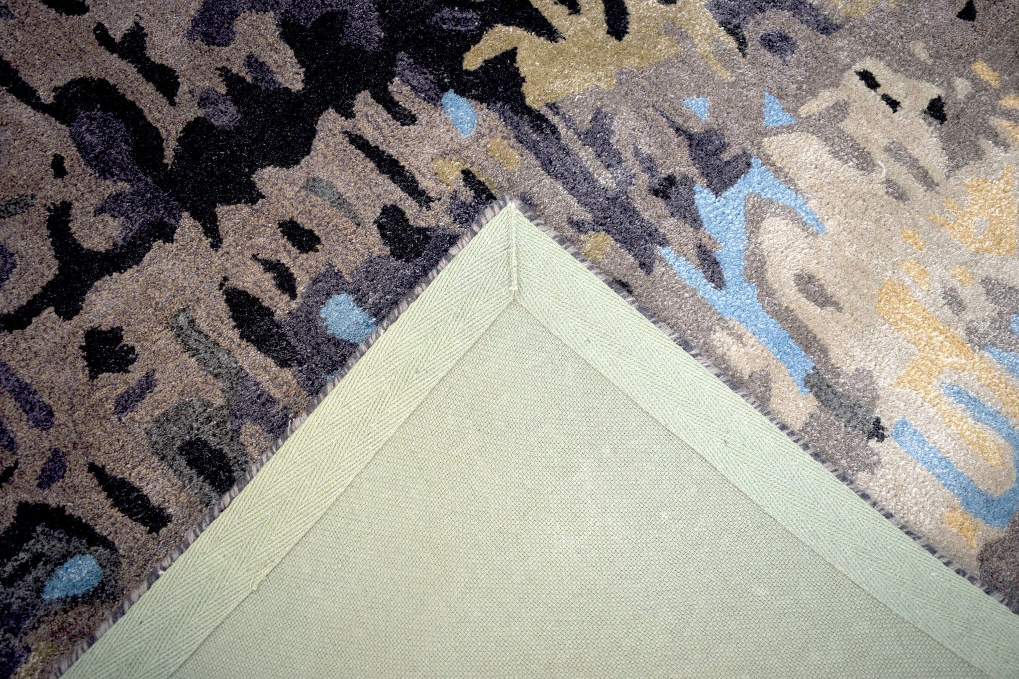 5x8 Abstract Black and Blue Area Rug | Handmade with Wool and Viscose | TRD633958 - Image 7