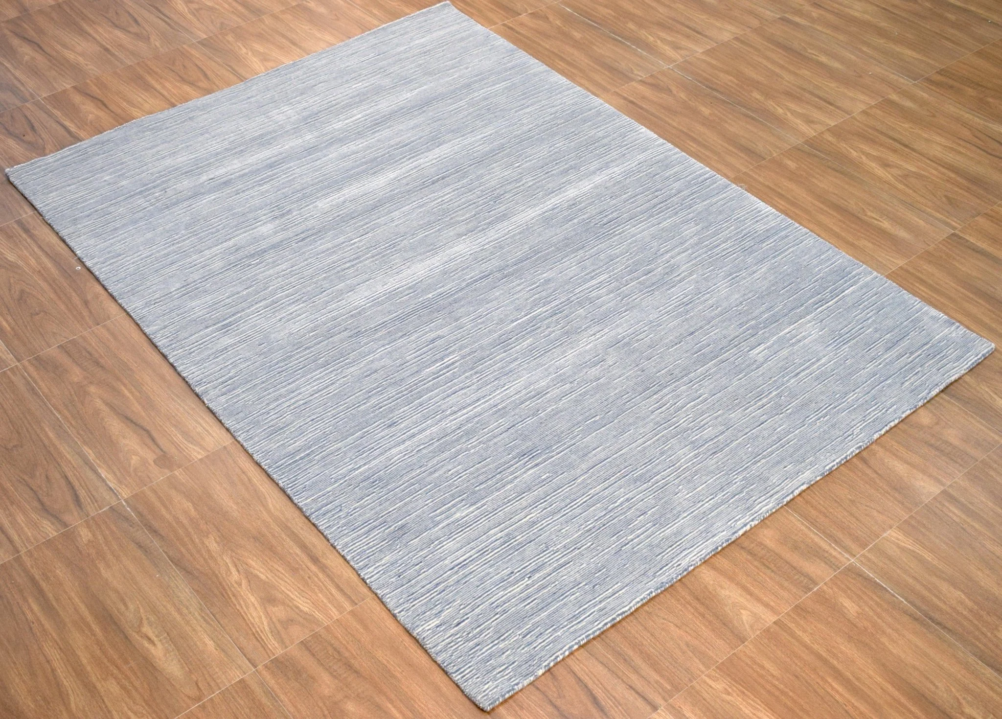 Hand Woven Blue, Ivory wool and Art Silk contemporary Area Rug - Image 4