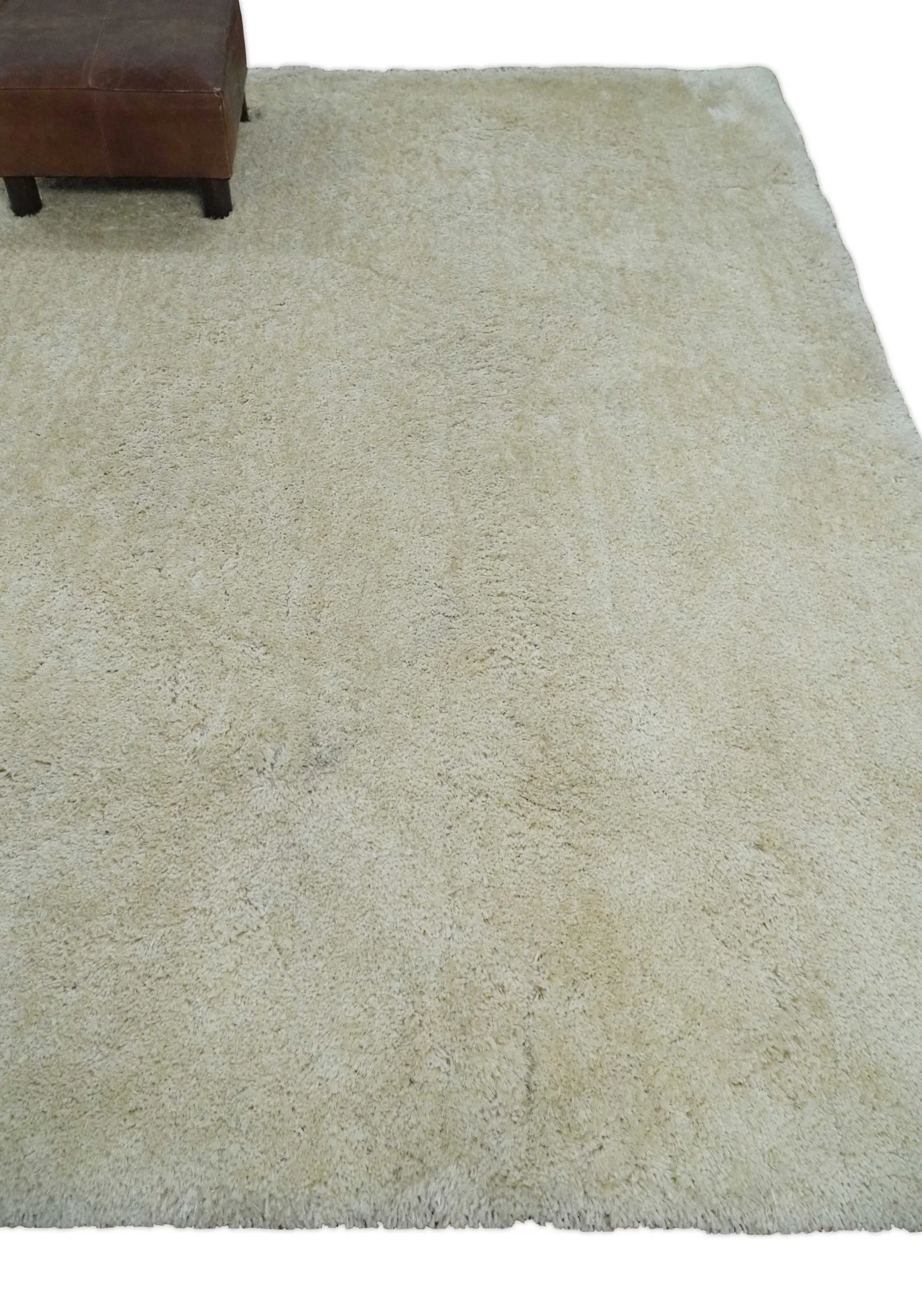 Solid Plush and Soft 3x5, 4x6 and 5x7 Hand Woven Shag Ivory Area Rug | SHAG1 - Image 3