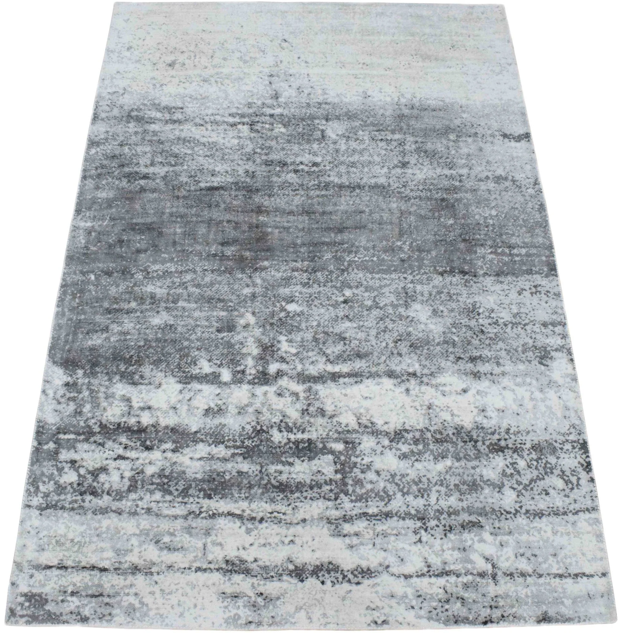 5x7.6 Rug, Abstract Ivory and Gray Rug made with Viscose Art Silk - Image 4