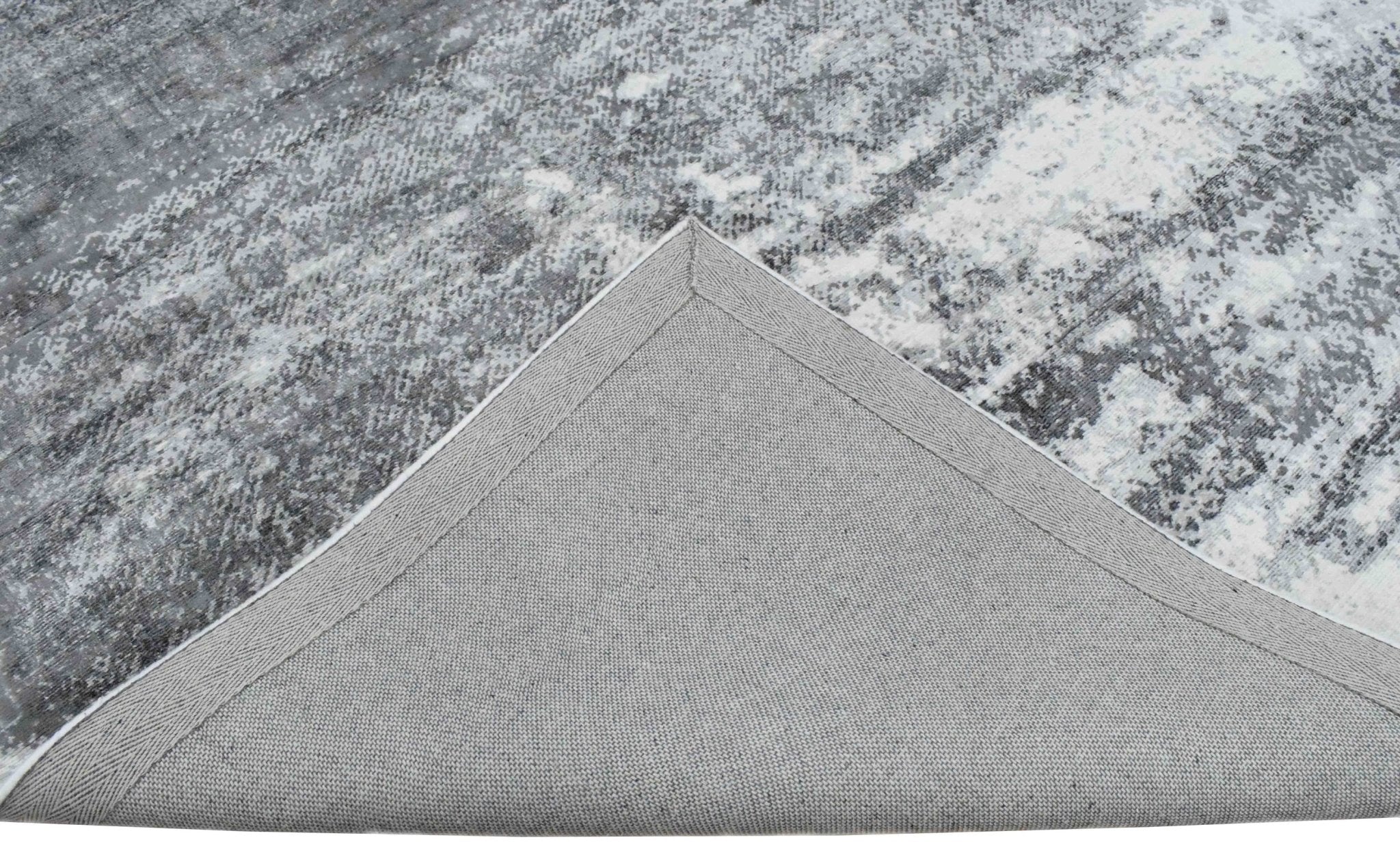 5x7.6 Rug, Abstract Ivory and Gray Rug made with Viscose Art Silk - Image 6