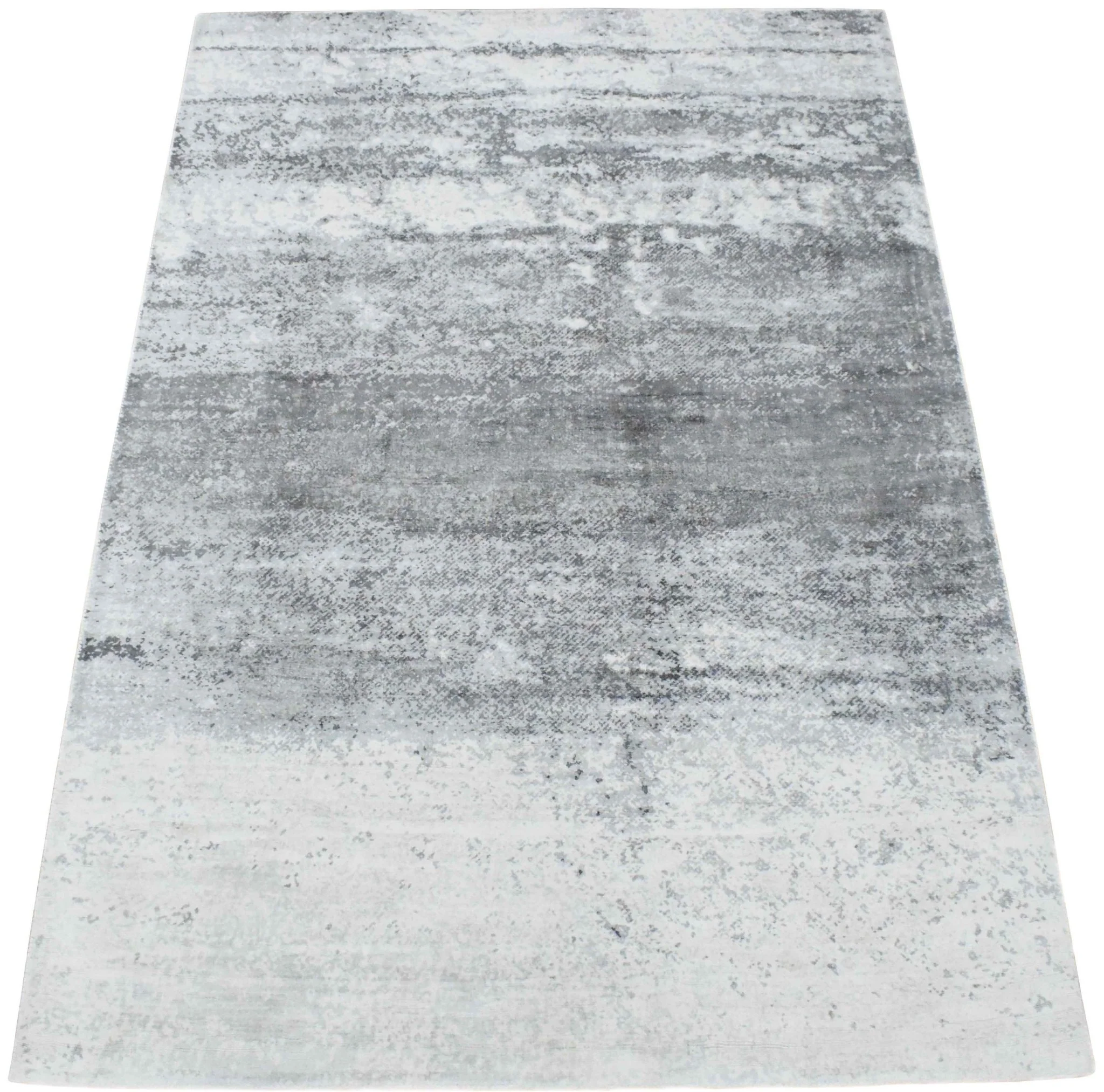 5x7.6 Rug, Abstract Ivory and Gray Rug made with Viscose Art Silk - Image 7