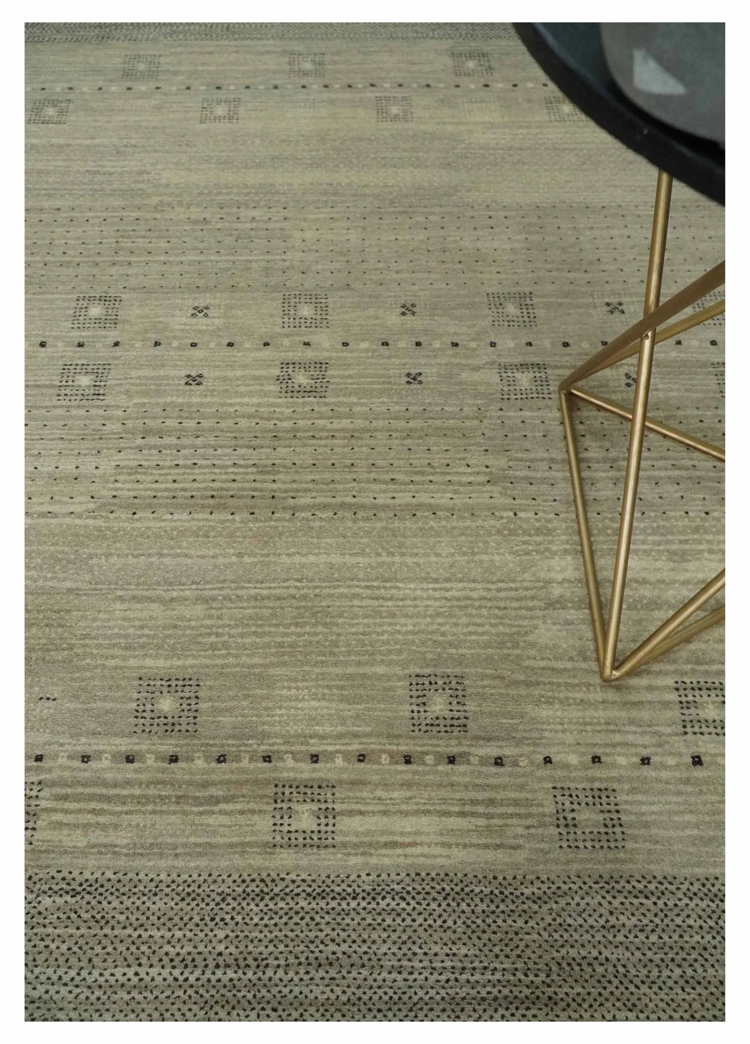 5x7 Beige and Gray Hand Spun Wool Hand Knotted Southwestern Gabbeh Rug | KNT51 - Image 3