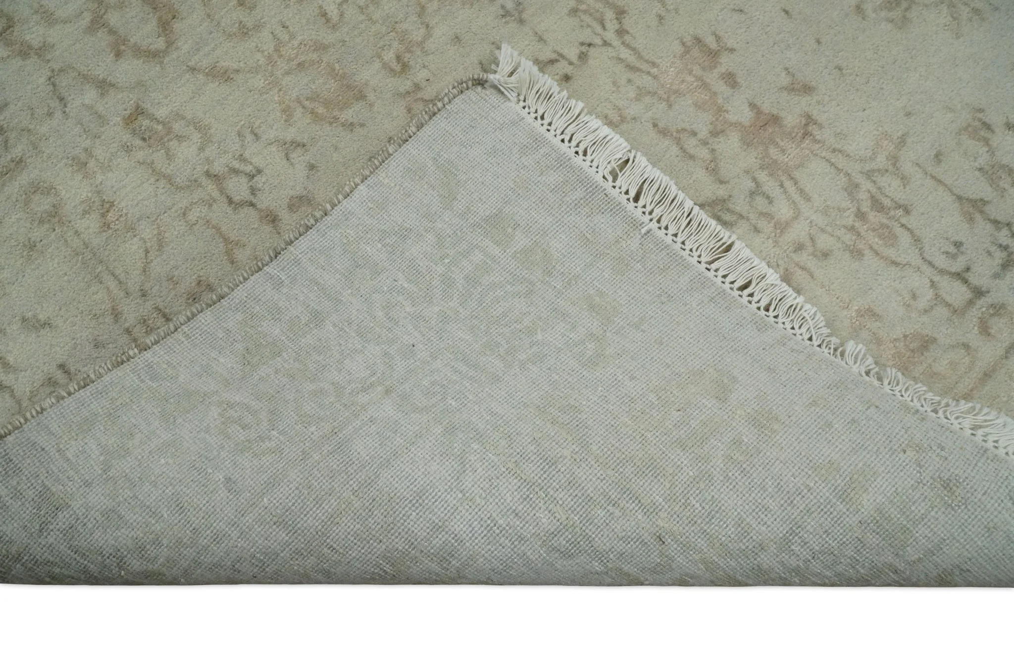 5x7 Fine Hand Knotted Beige and Brown Traditional Vintage Persian Style Antique Wool and Silk Rug | AGR50 - Image 7