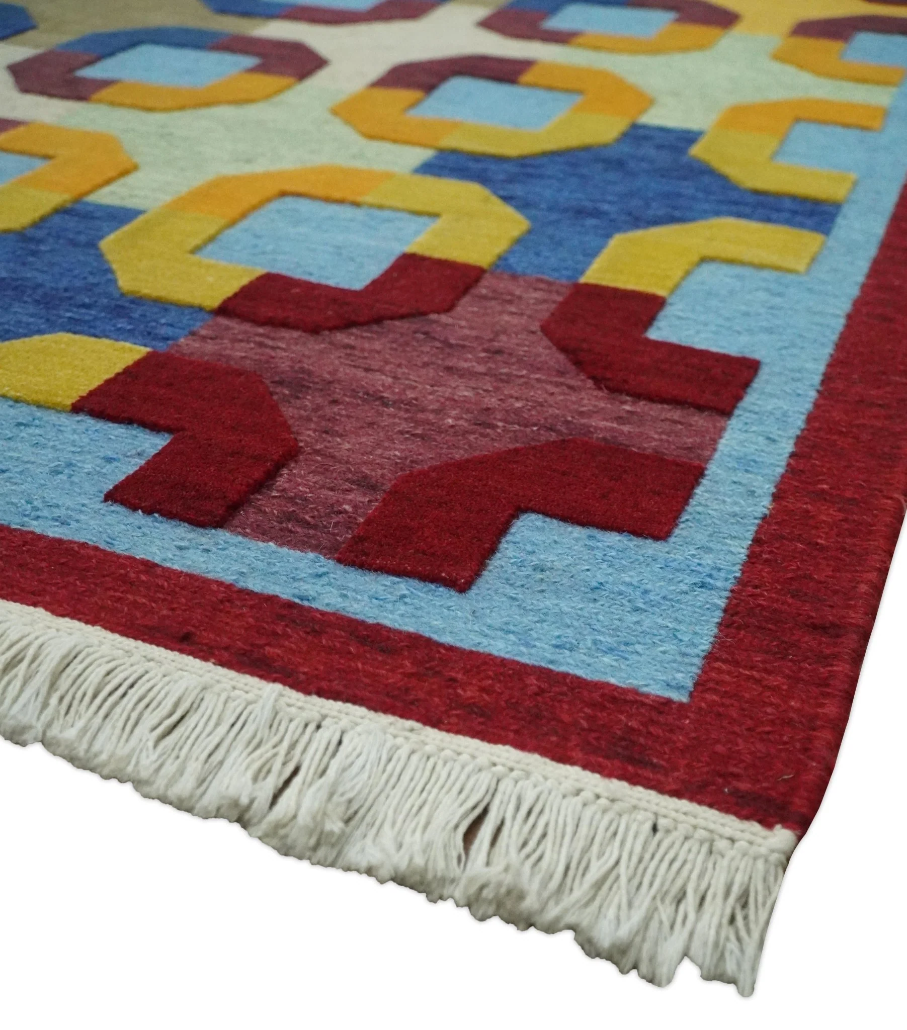 5x7 Multicolor Modern Artistic Wool Hand Woven Southwestern Rug | KNT46 - Image 4