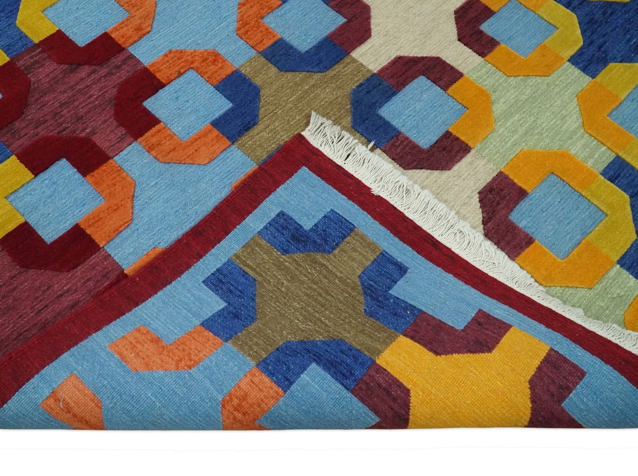 5x7 Multicolor Modern Artistic Wool Hand Woven Southwestern Rug | KNT46 - Image 5