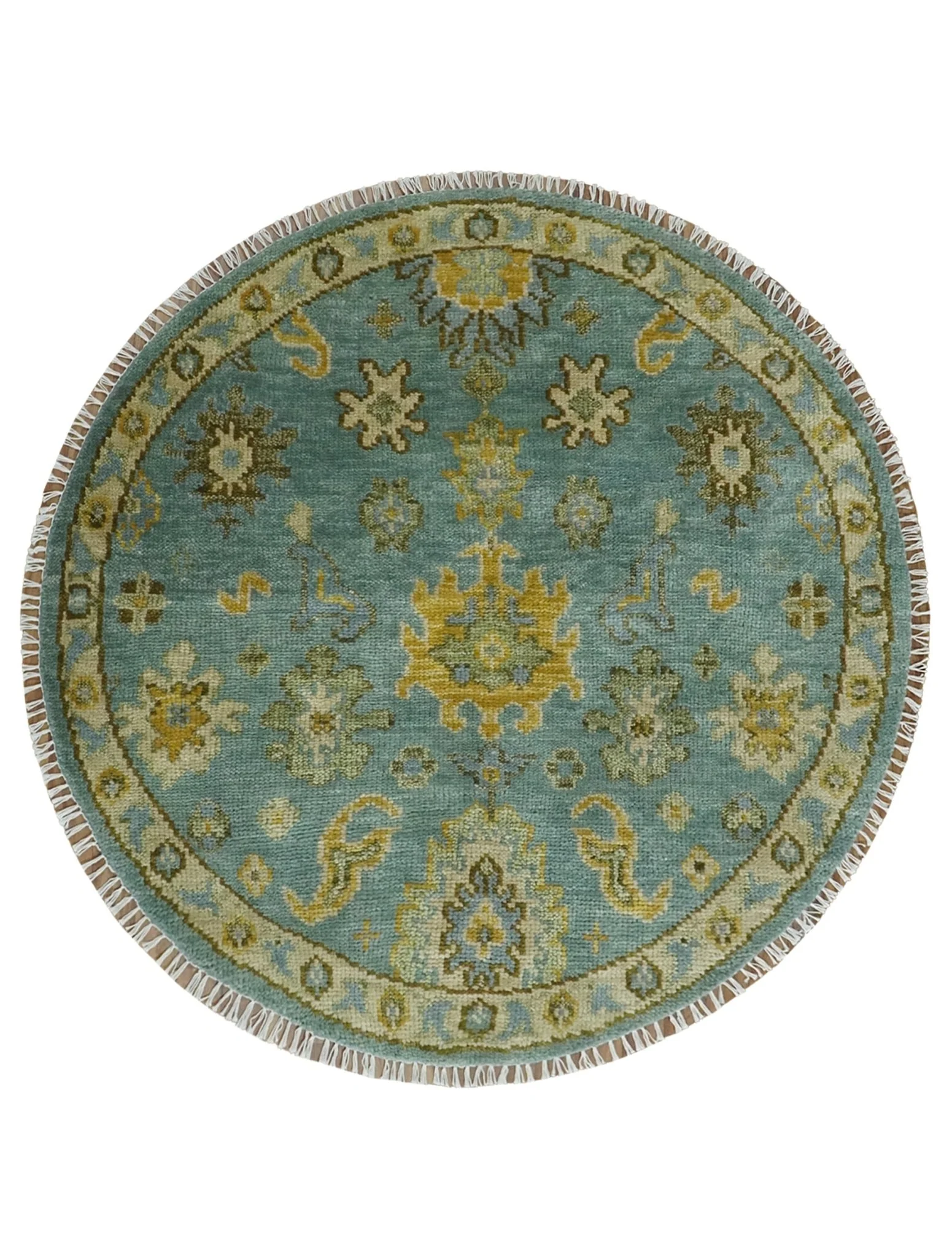 Antique Moss Green and Blue Wool Hand Knotted Traditional Oriental Oushak Multi size Wool Area Rug - Image 10