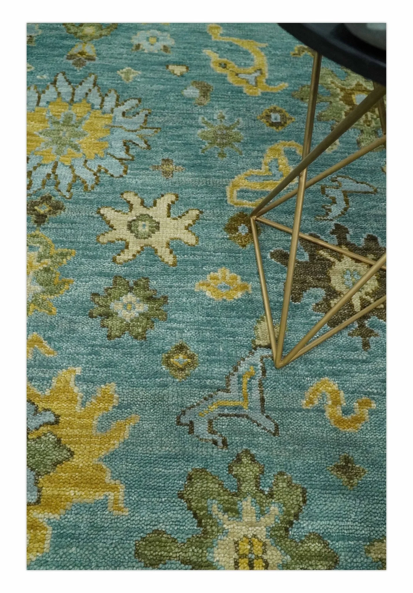 Antique Moss Green and Blue Wool Hand Knotted Traditional Oriental Oushak Multi size Wool Area Rug - Image 2