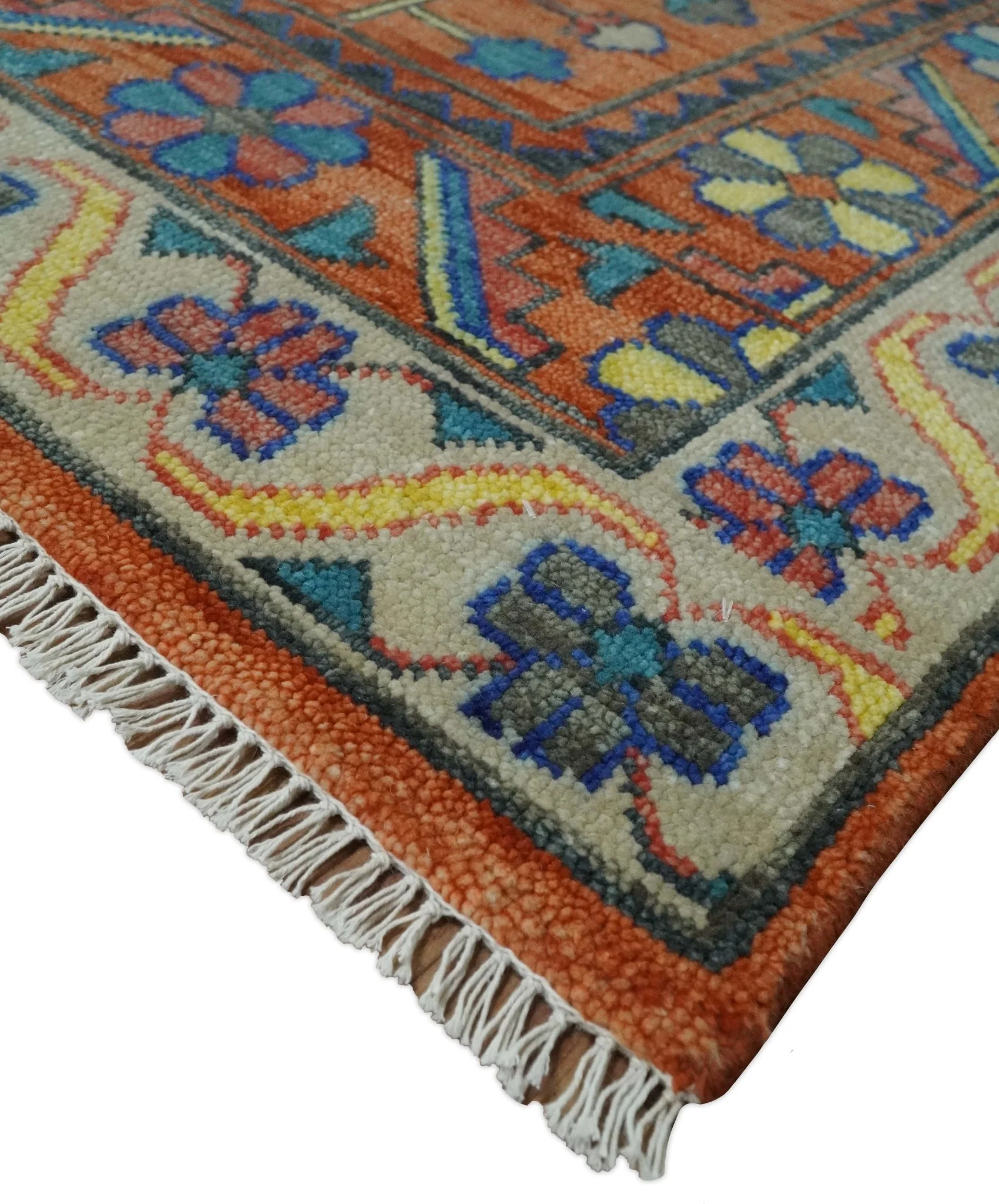 Charcoal, Rust and Beige Traditional Design Heriz Multi Size wool Area Rug - Image 5